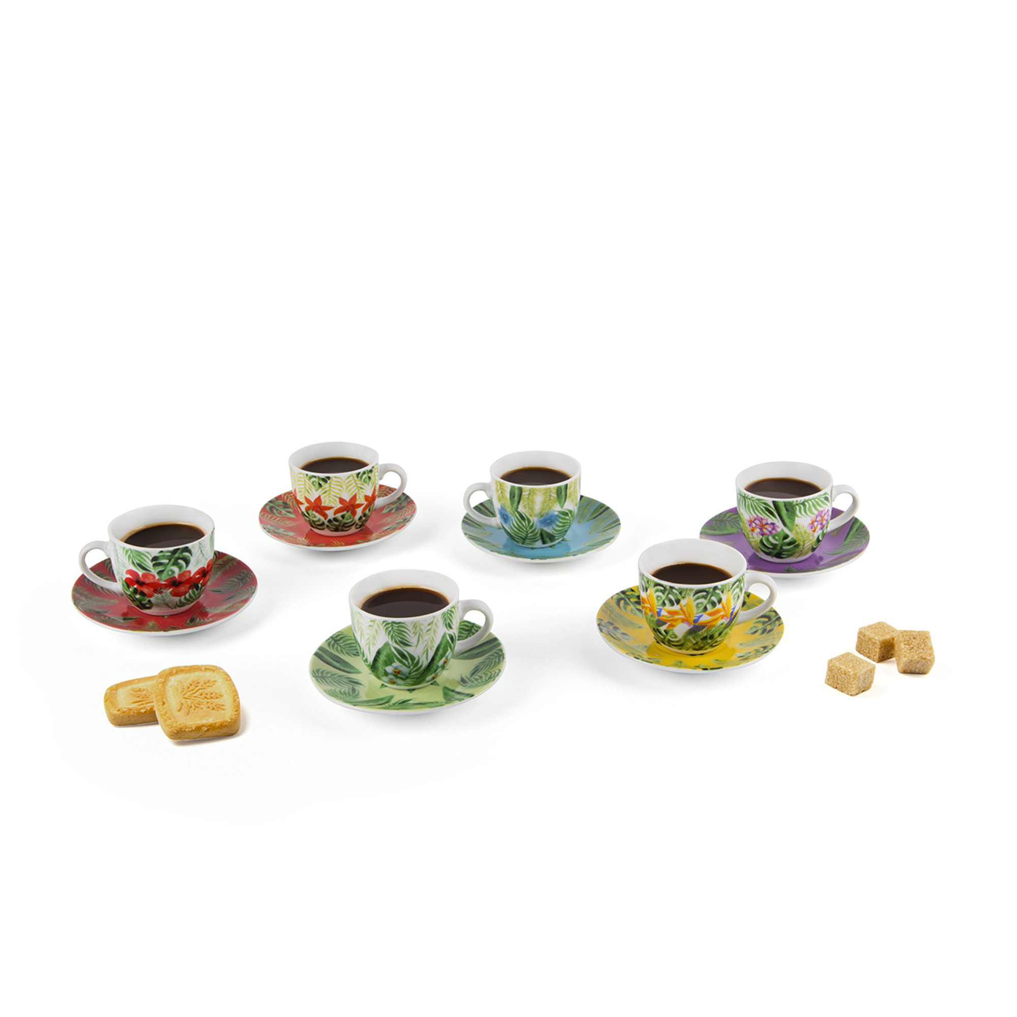 Set 6 tazze caffè con piattino Mandala Tropic, assortiti Tavola delle feste vista2