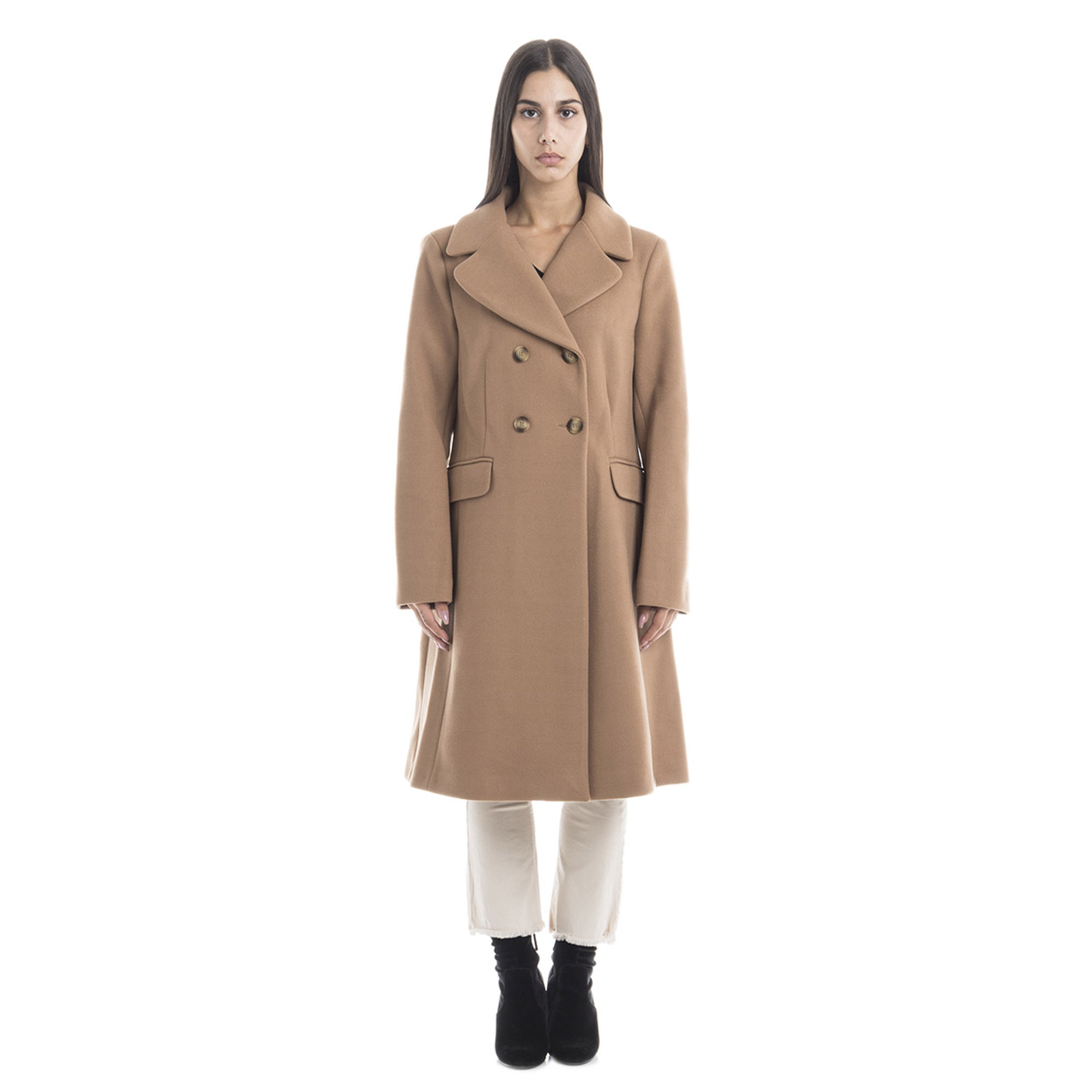 Cappotto a doppio petto cammello Sandro Ferrone vista0