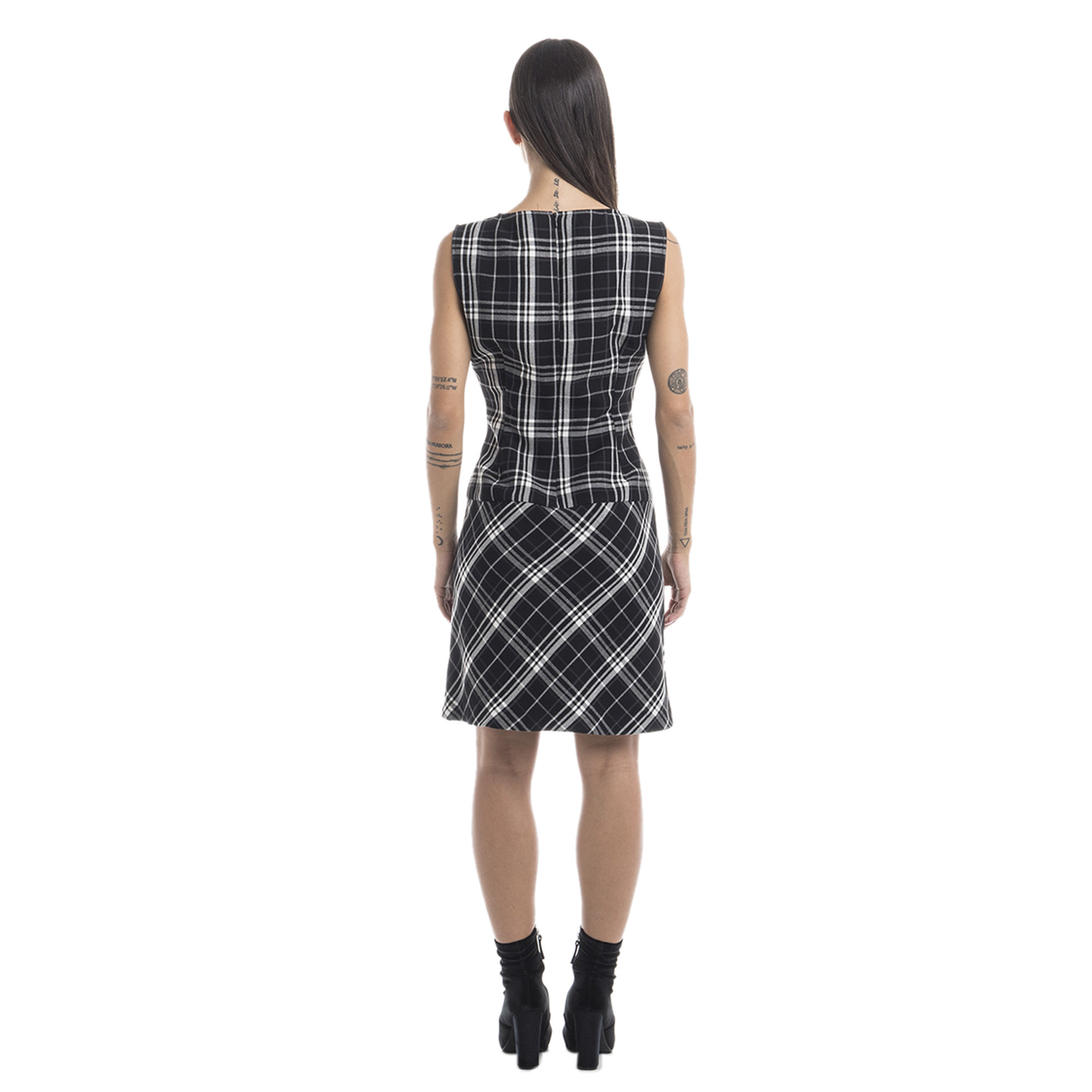 Abito smanicato check bicolor Sandro Ferrone vista2