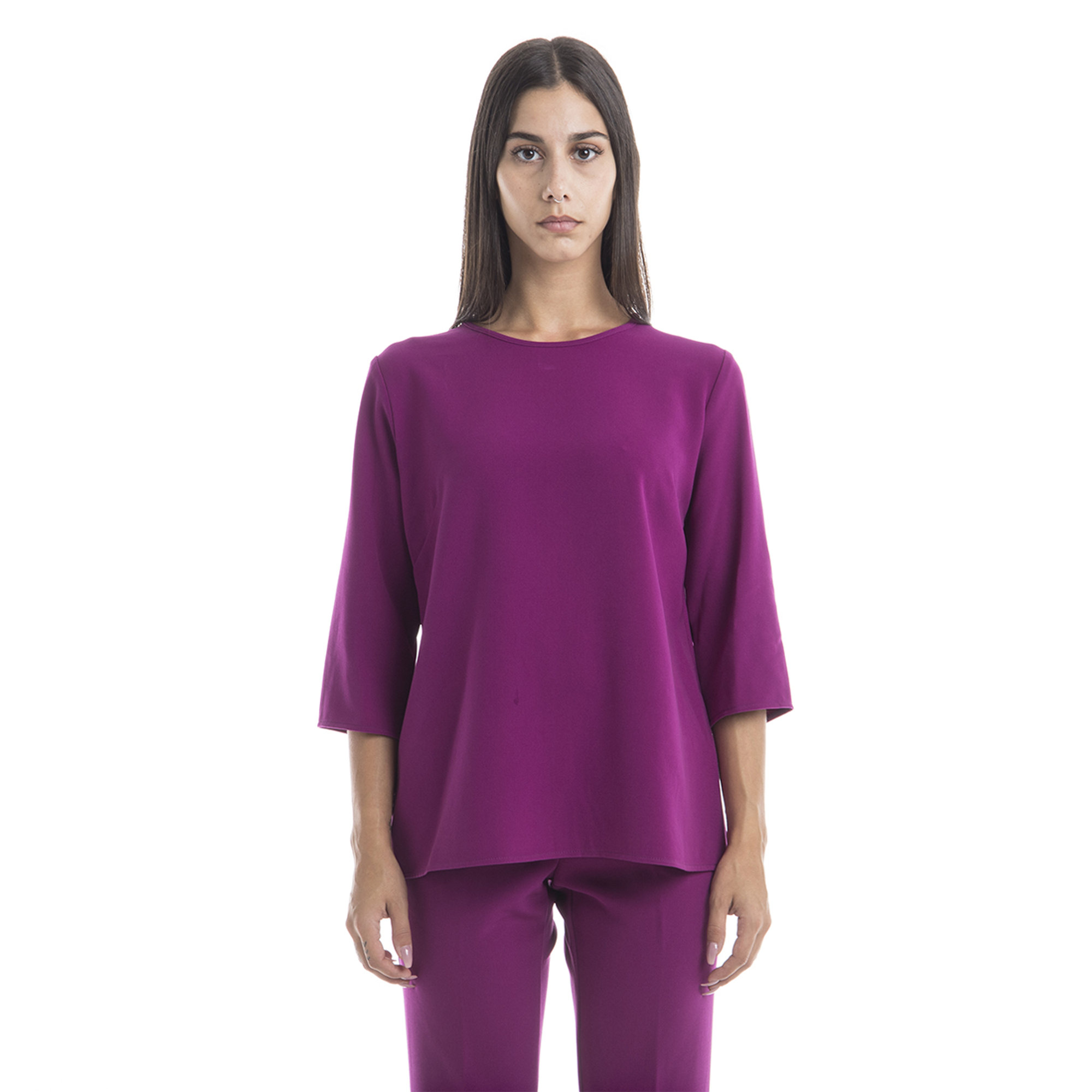 Completo blusa e pantaloni magenta Sandro Ferrone vista0