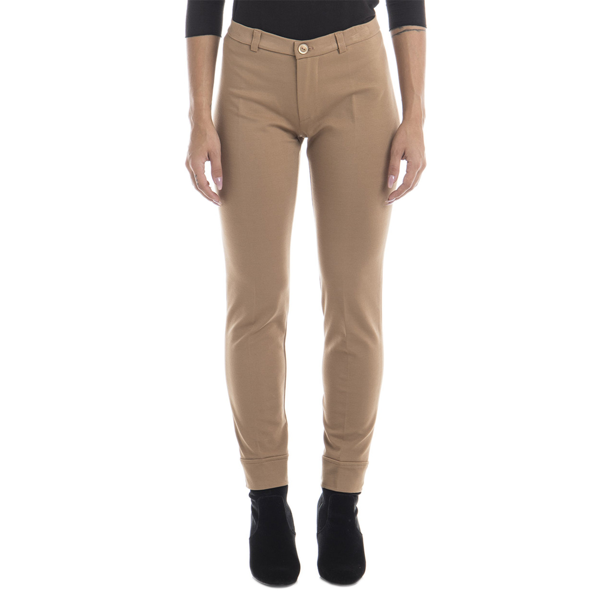 Pantaloni stretch cammello Sandro Ferrone vista0