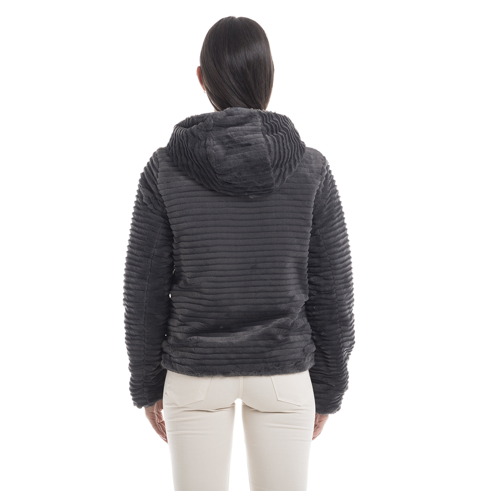 Bomber con cappuccio reversibile grigio Sandro Ferrone vista1