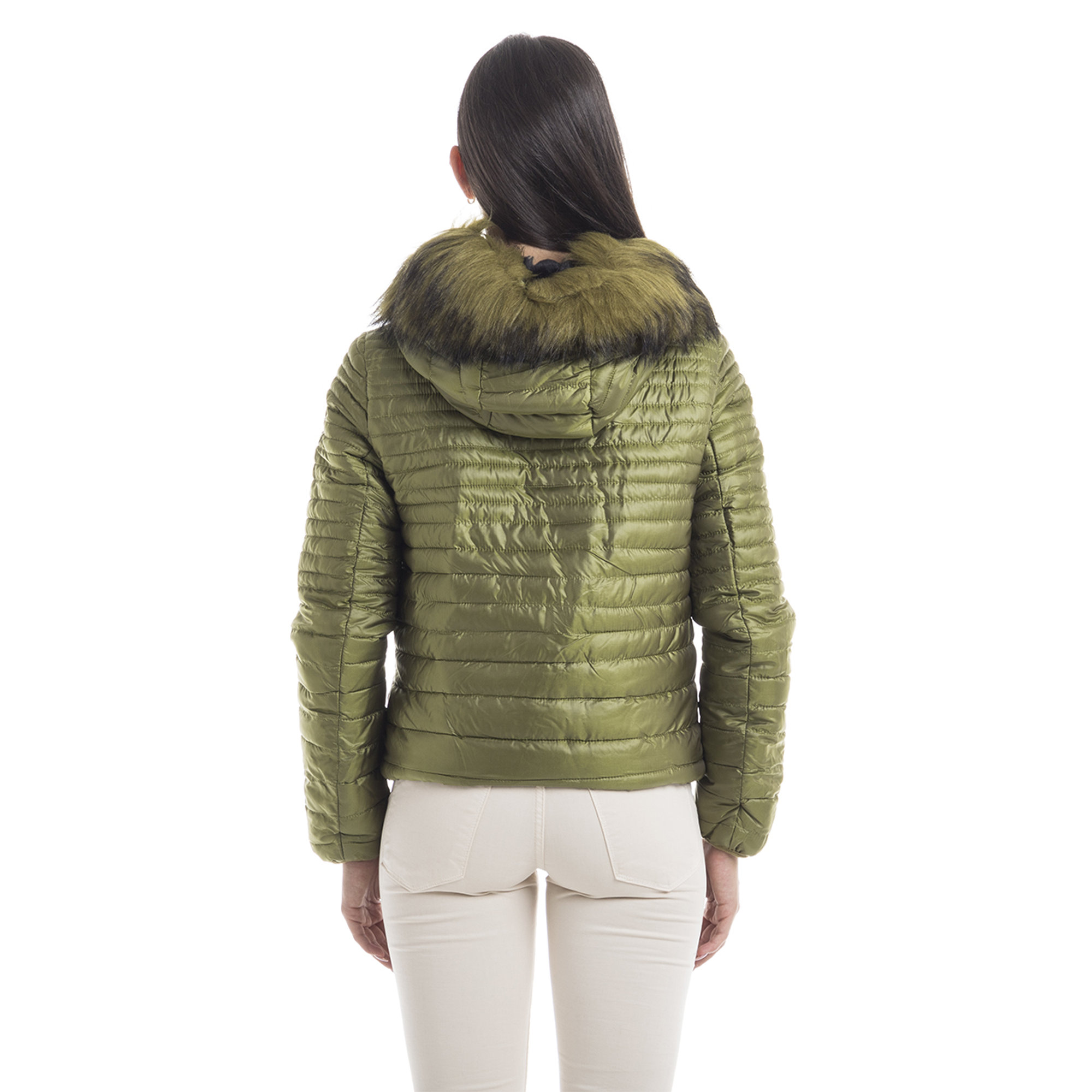Bomber con cappuccio reversibile verde acido Sandro Ferrone vista3