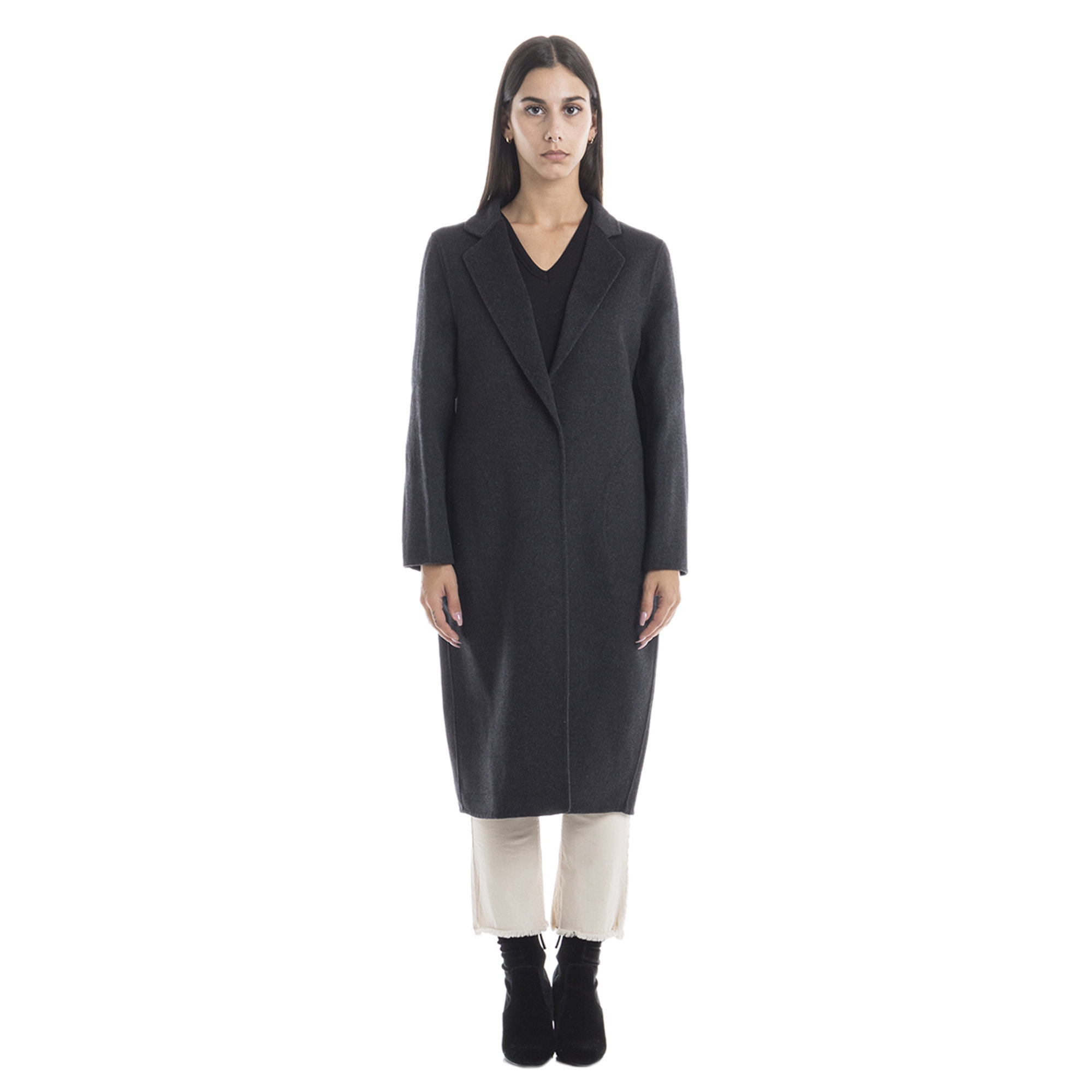 Cappotto lungo grigio antracite Sandro Ferrone vista0