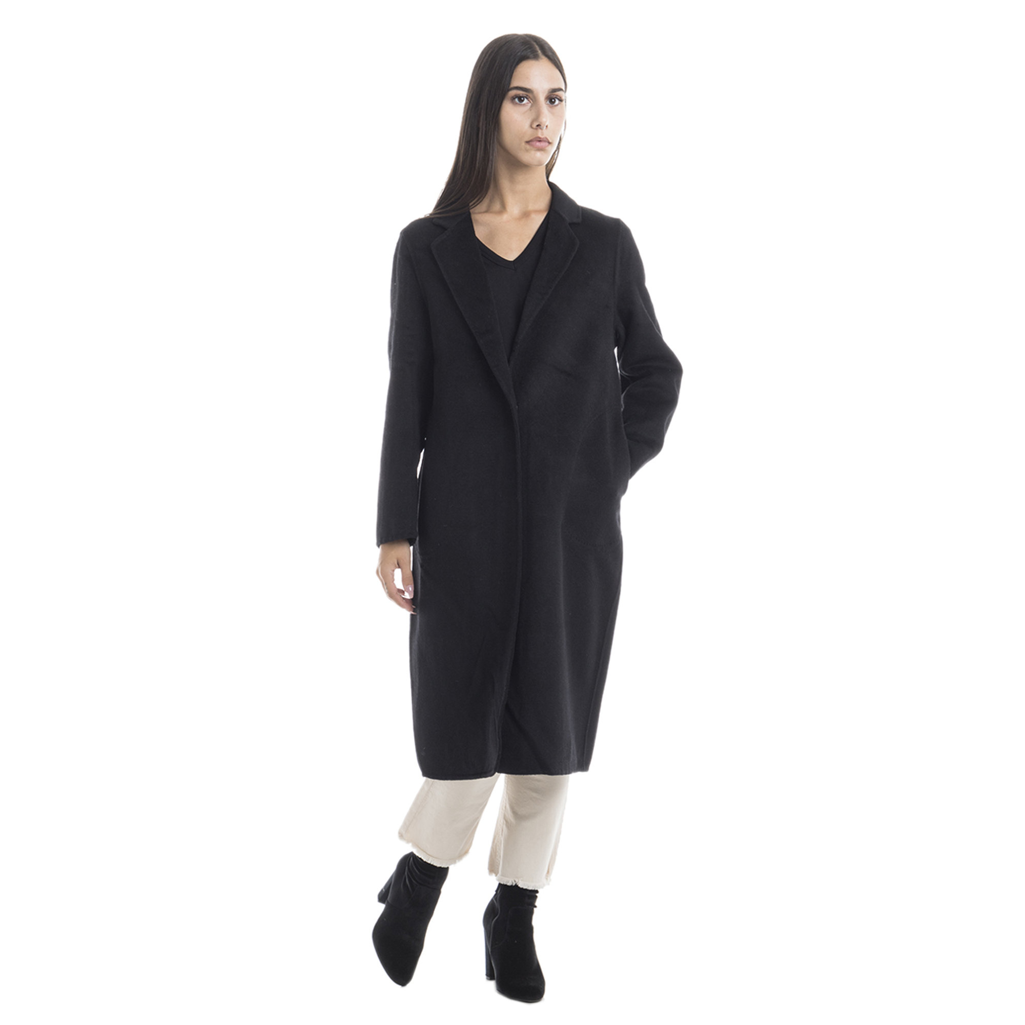 Cappotto lungo nero Sandro Ferrone vista2