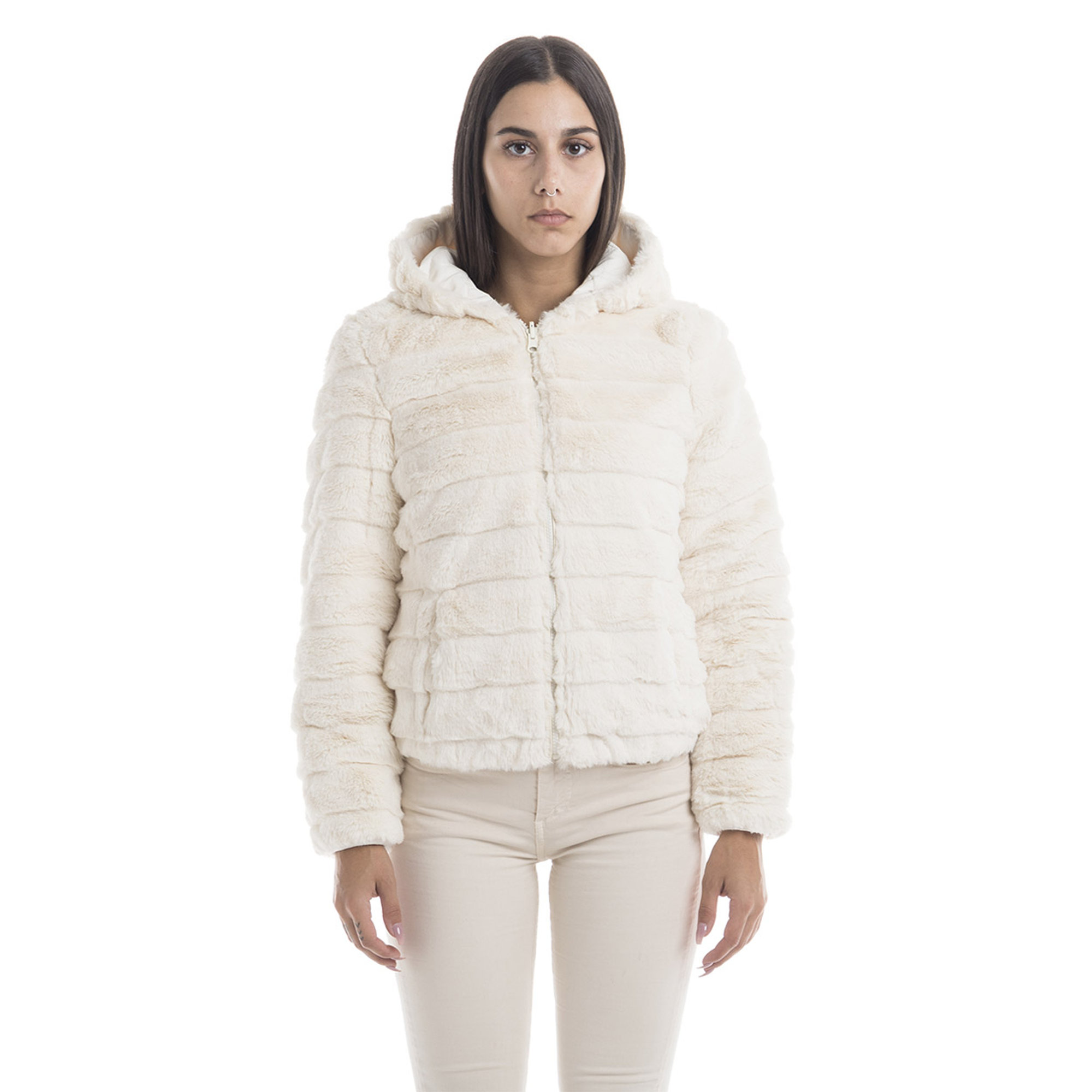 Giubbotto reversibile con cappuccio panna Sandro Ferrone vista0