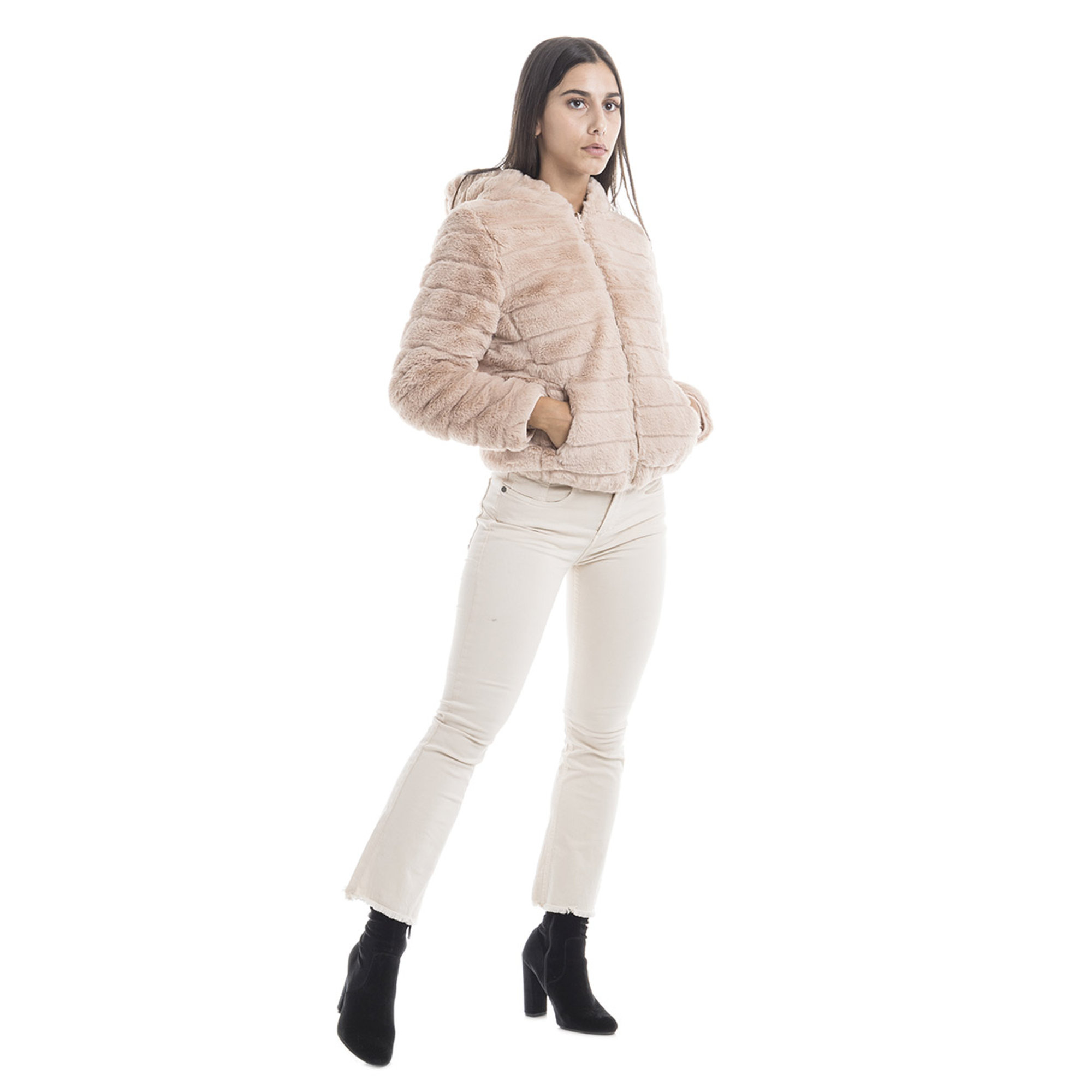Giubbotto reversibile con cappuccio rosa cipria Sandro Ferrone vista1