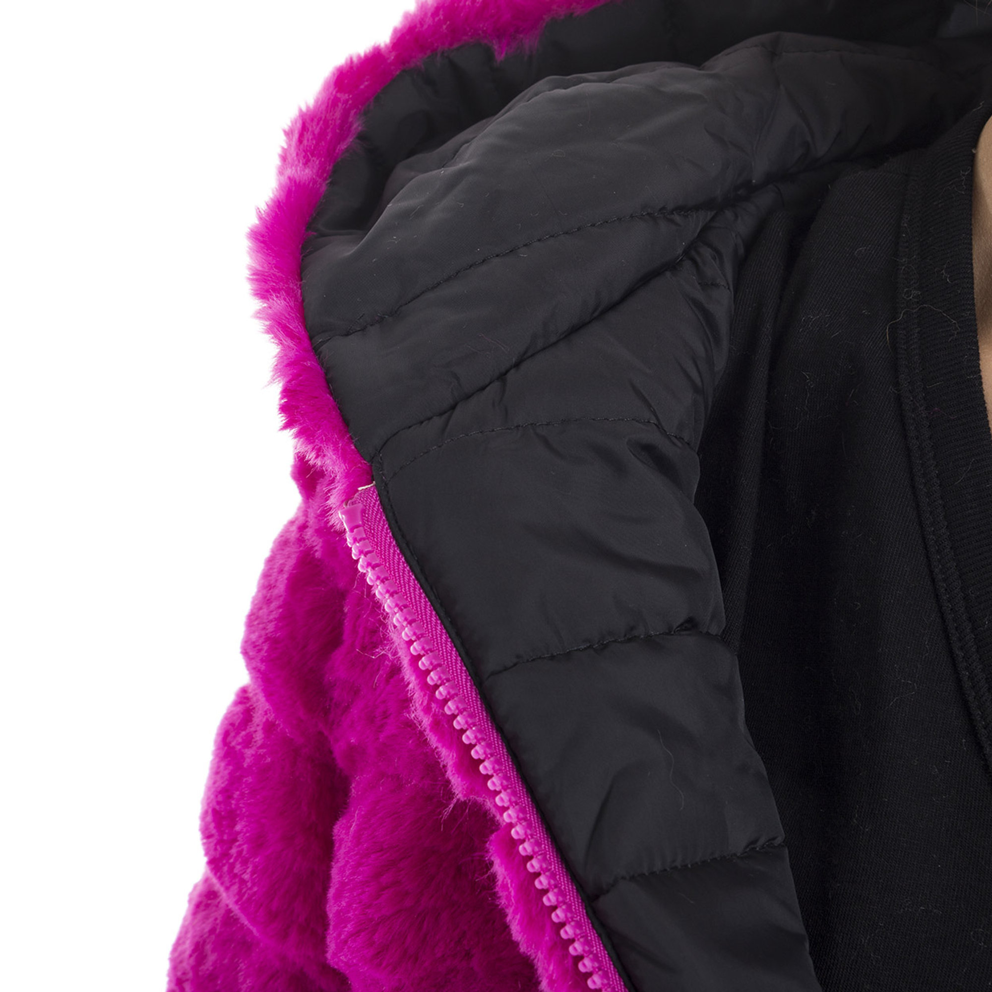 Giubbotto reversibile con cappuccio fucsia e nero Sandro Ferrone vista1
