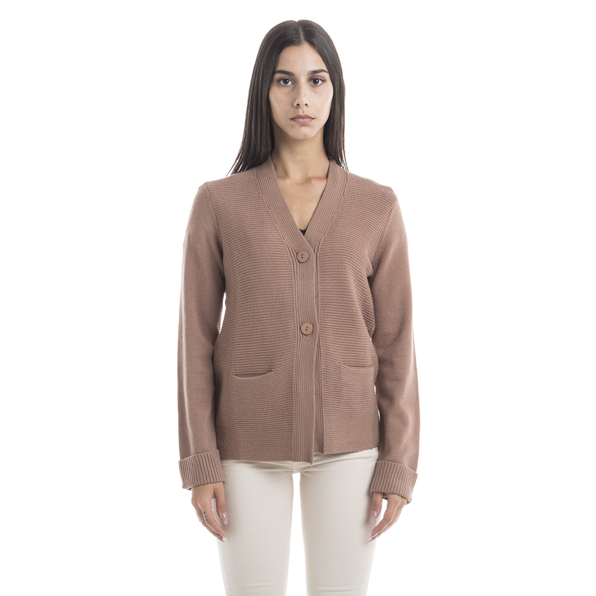 Cardigan cammello Sandro Ferrone vista0
