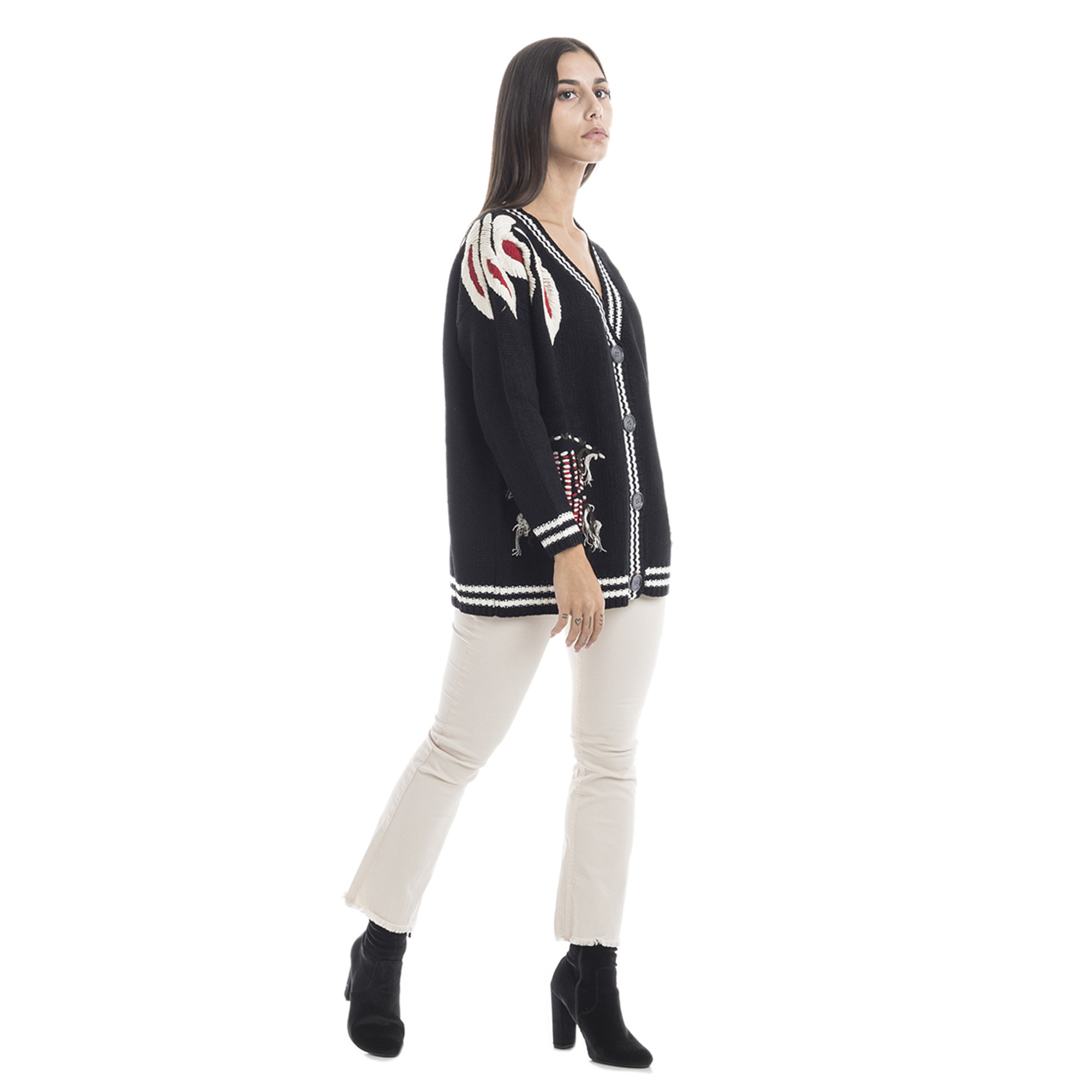 Maxi cardigan con inserti ricamati Sandro Ferrone vista2
