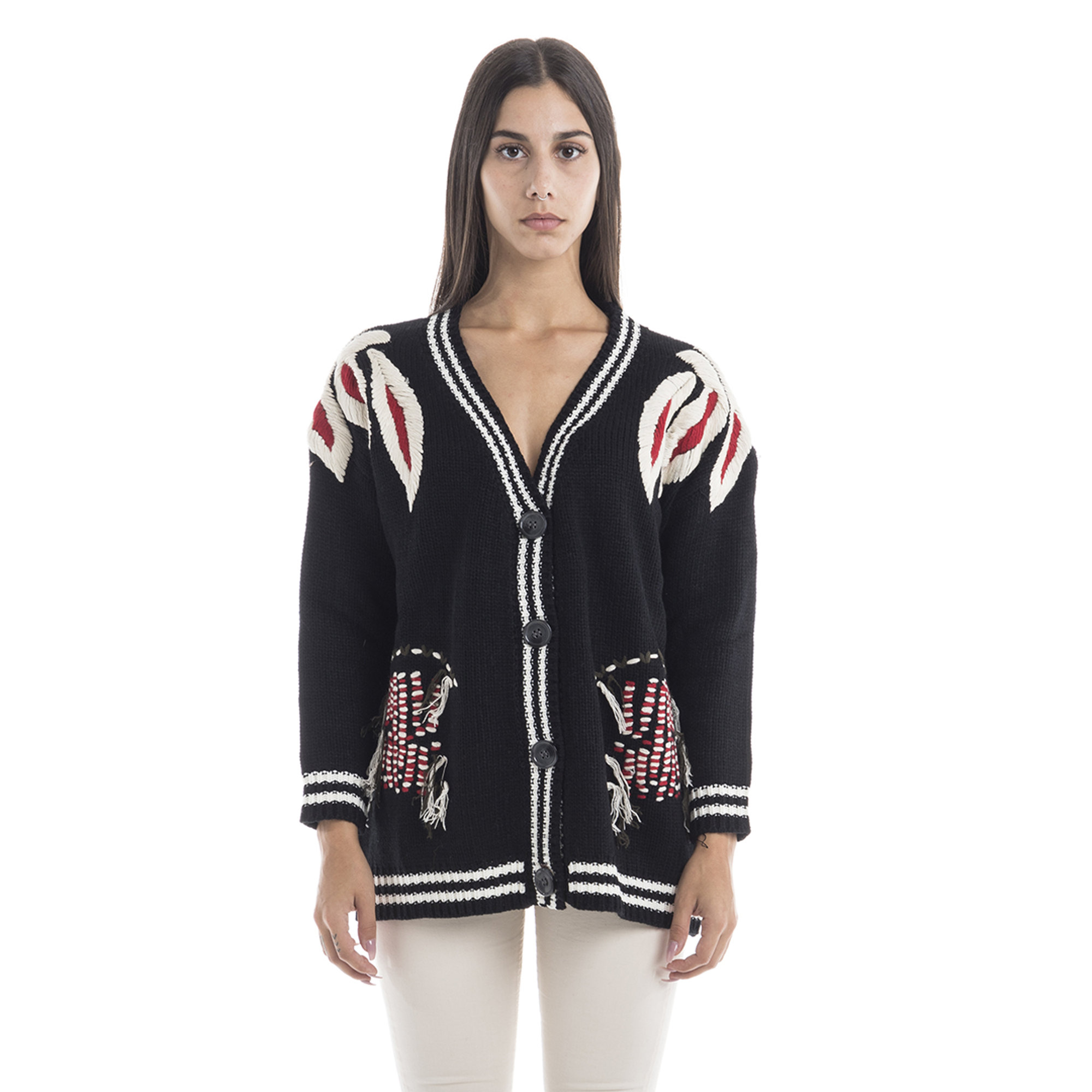 Maxi cardigan con inserti ricamati Sandro Ferrone vista0
