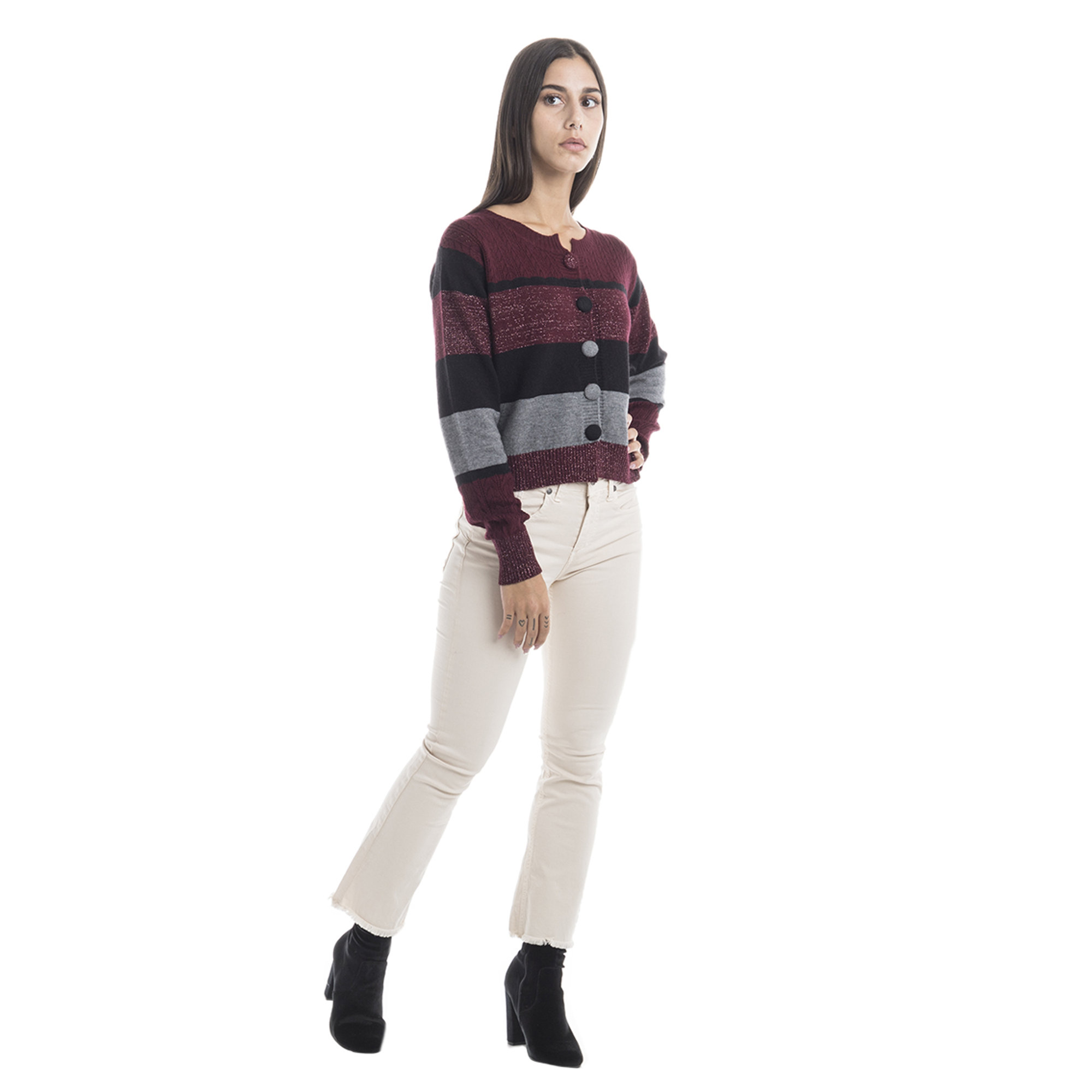 Cardigan corto a righe multicolor Sandro Ferrone vista2