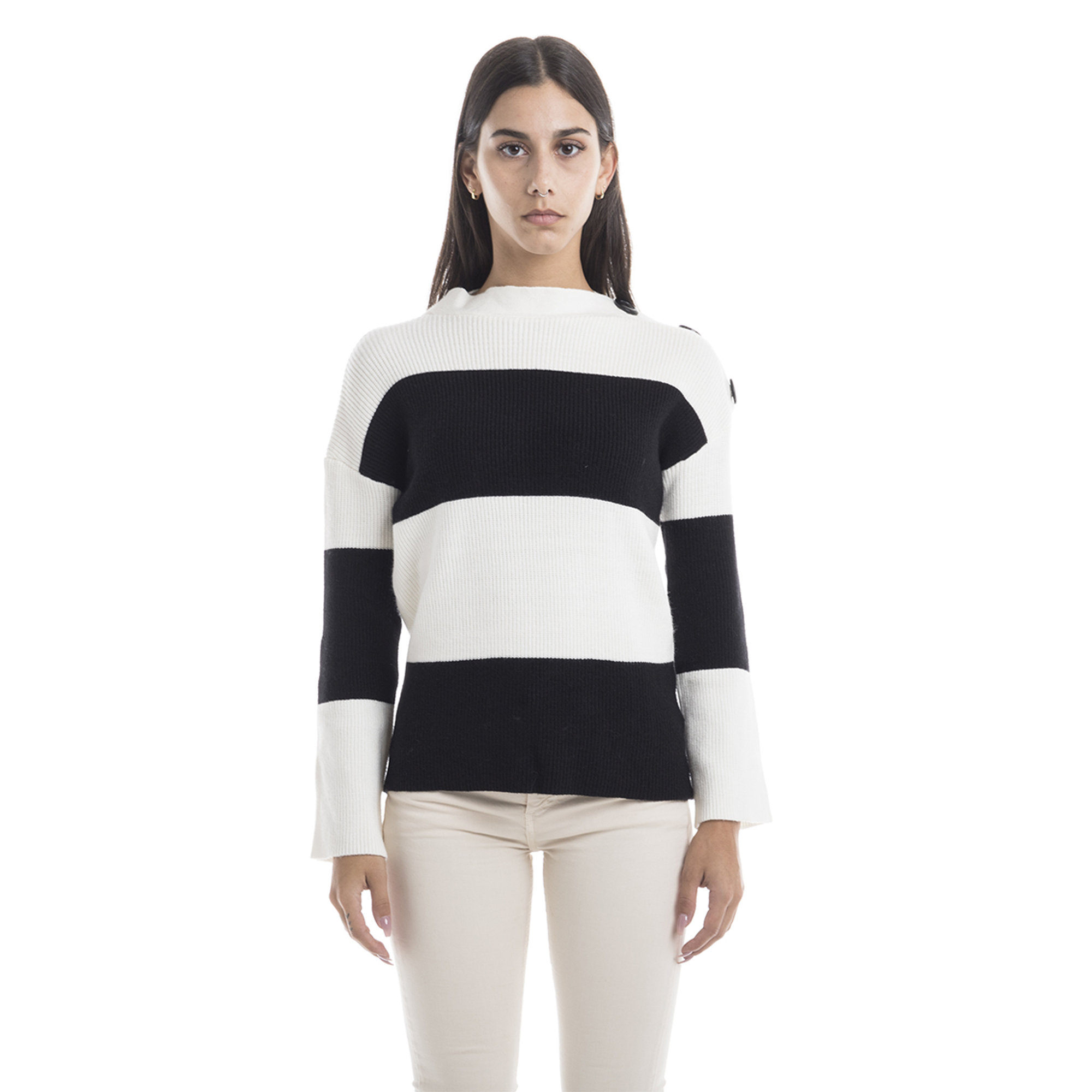 Maglia a righe bianco e nero Sandro Ferrone vista0