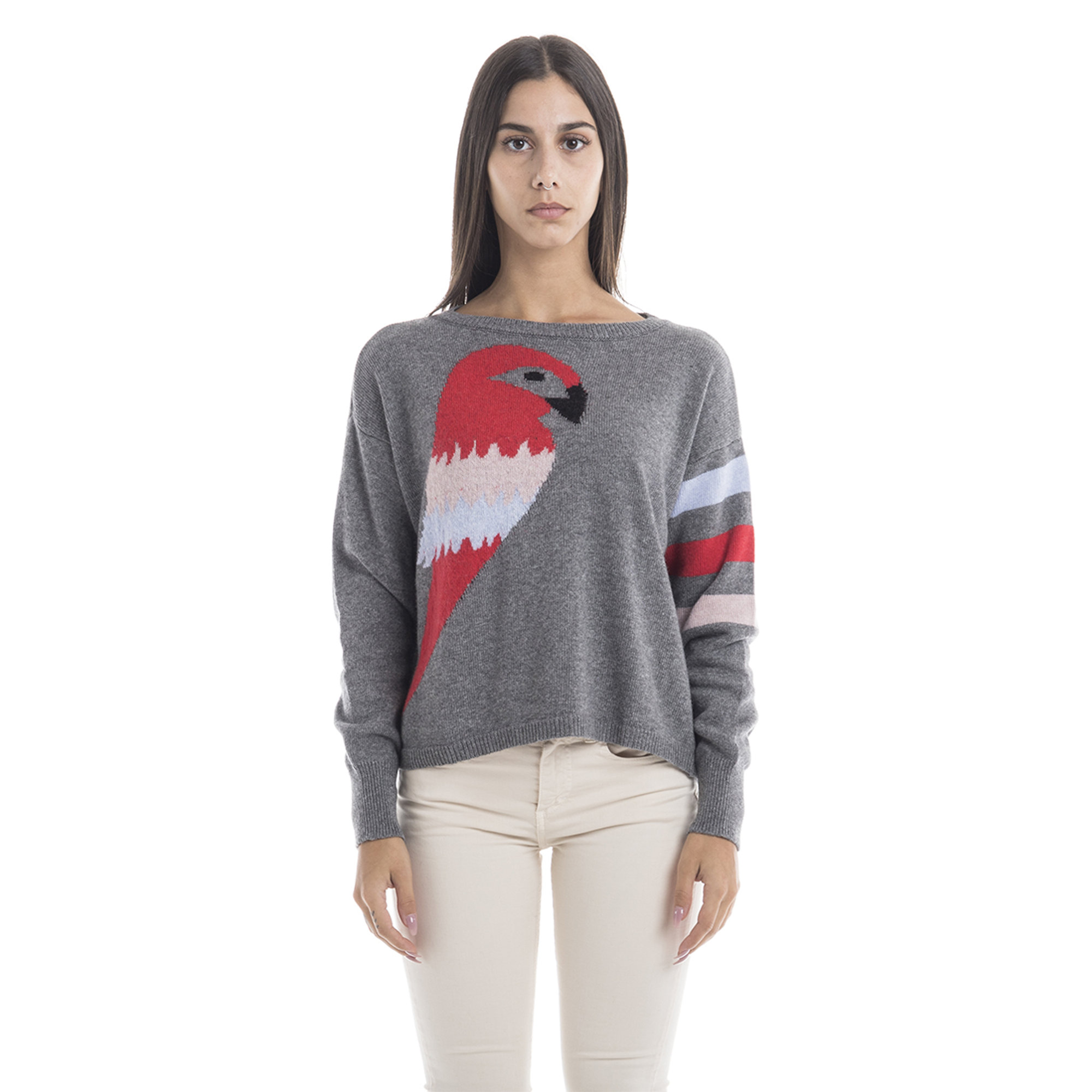 Maglia in lana e cashmere intarsio pappagallo Sandro Ferrone vista0