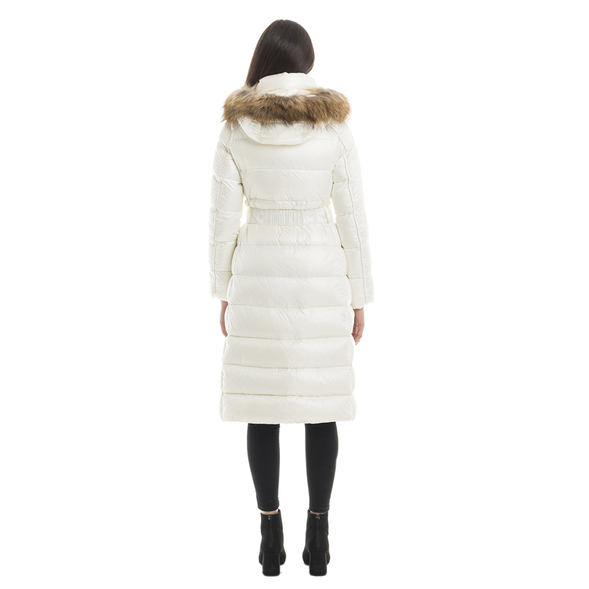 Piumino lungo con cappuccio removibile bianco Add vista2