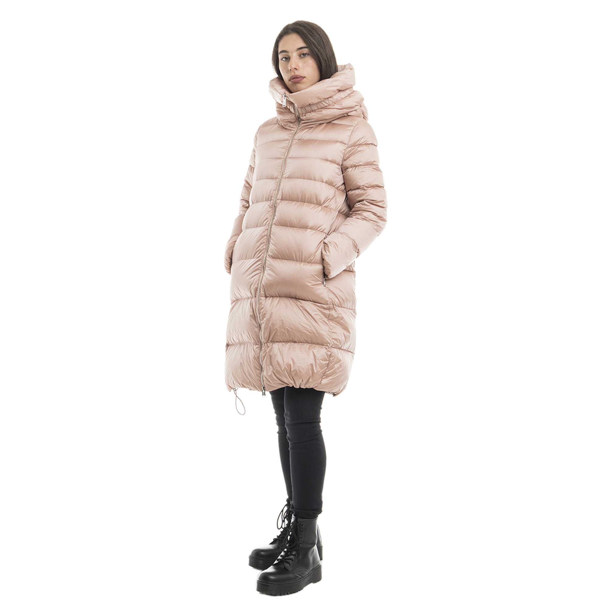 Piumino con cappuccio fisso rosa Add vista1