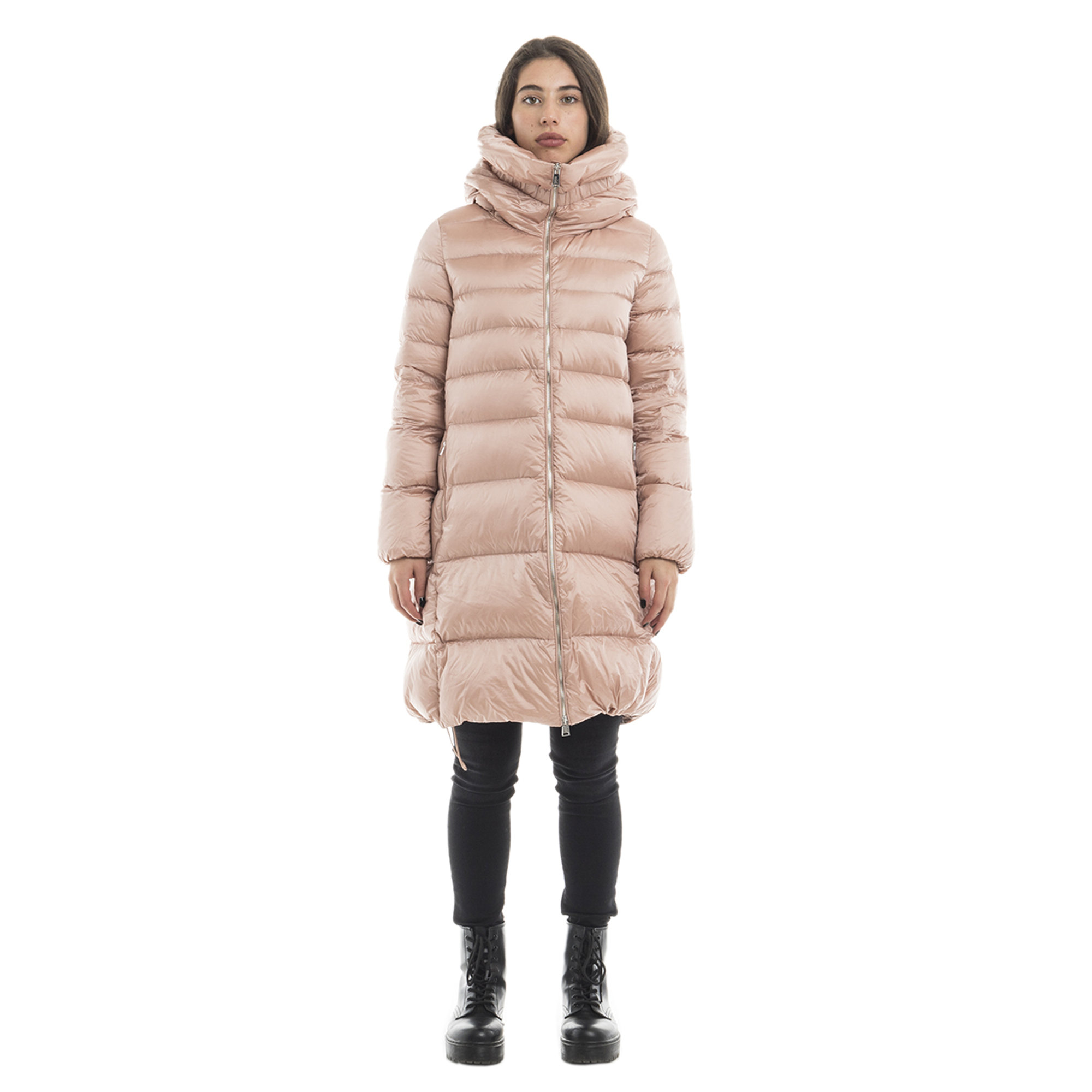 Piumino con cappuccio fisso rosa Add vista0