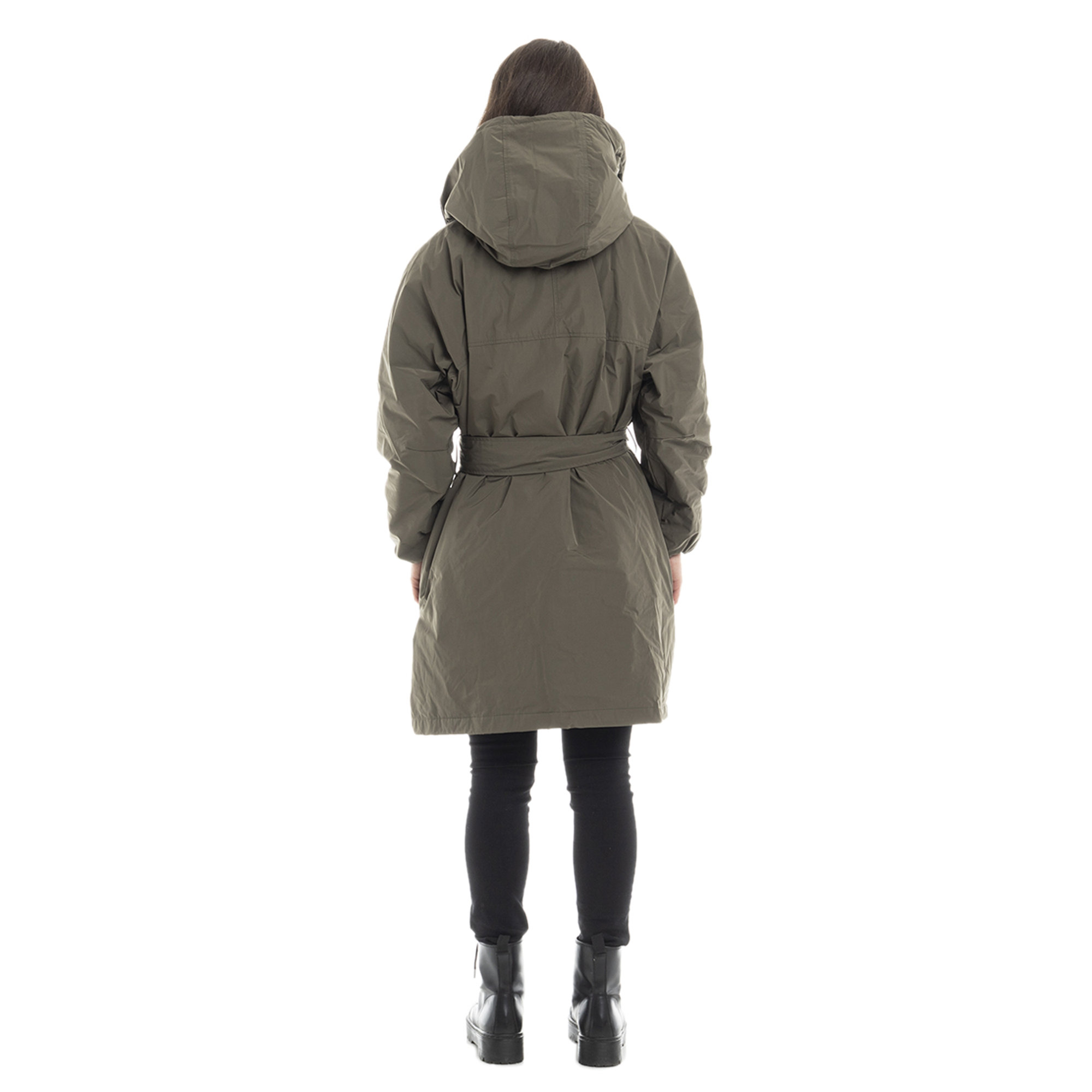 Cappotto con cappuccio verde militare Add vista2
