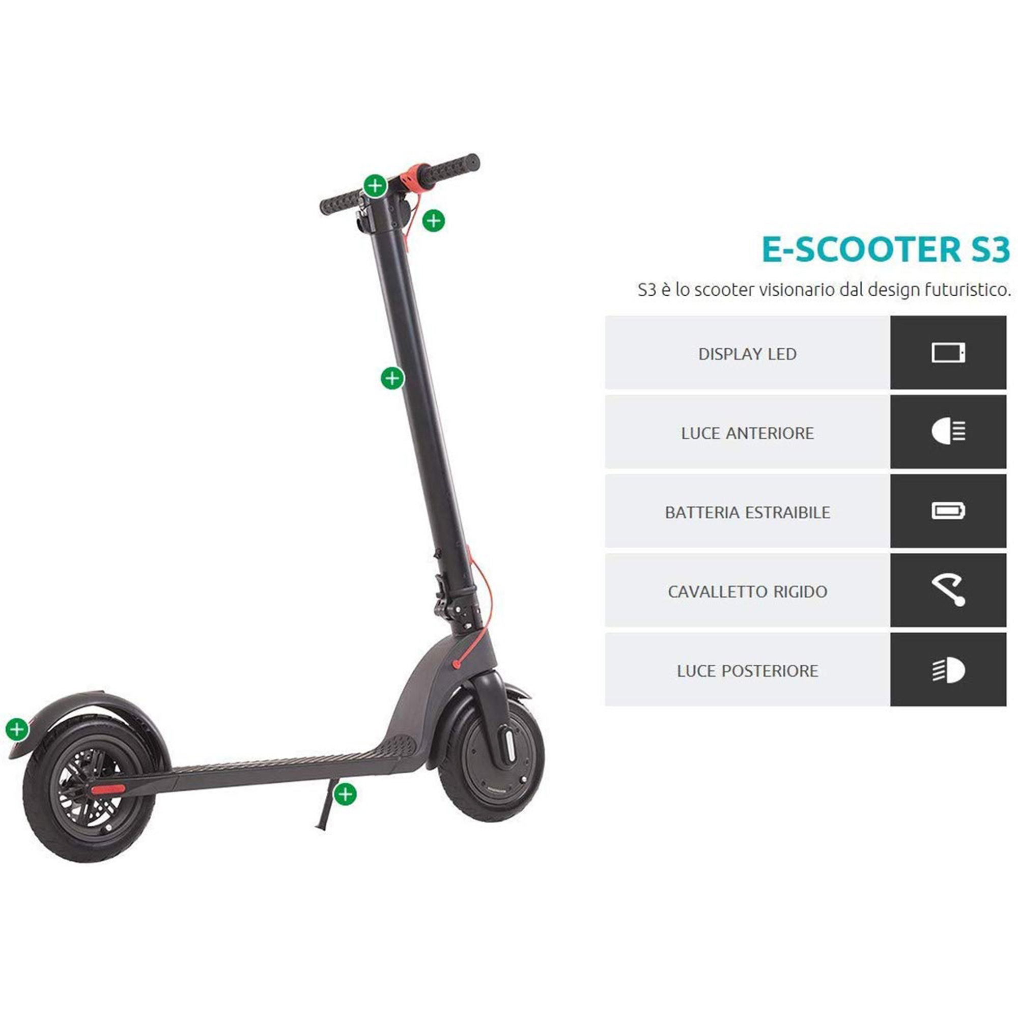 Patinete eléctrico Vivo Bikee-Scooter S3 M-VMONOPS3, color negro Un mondo di tecnologia vista7