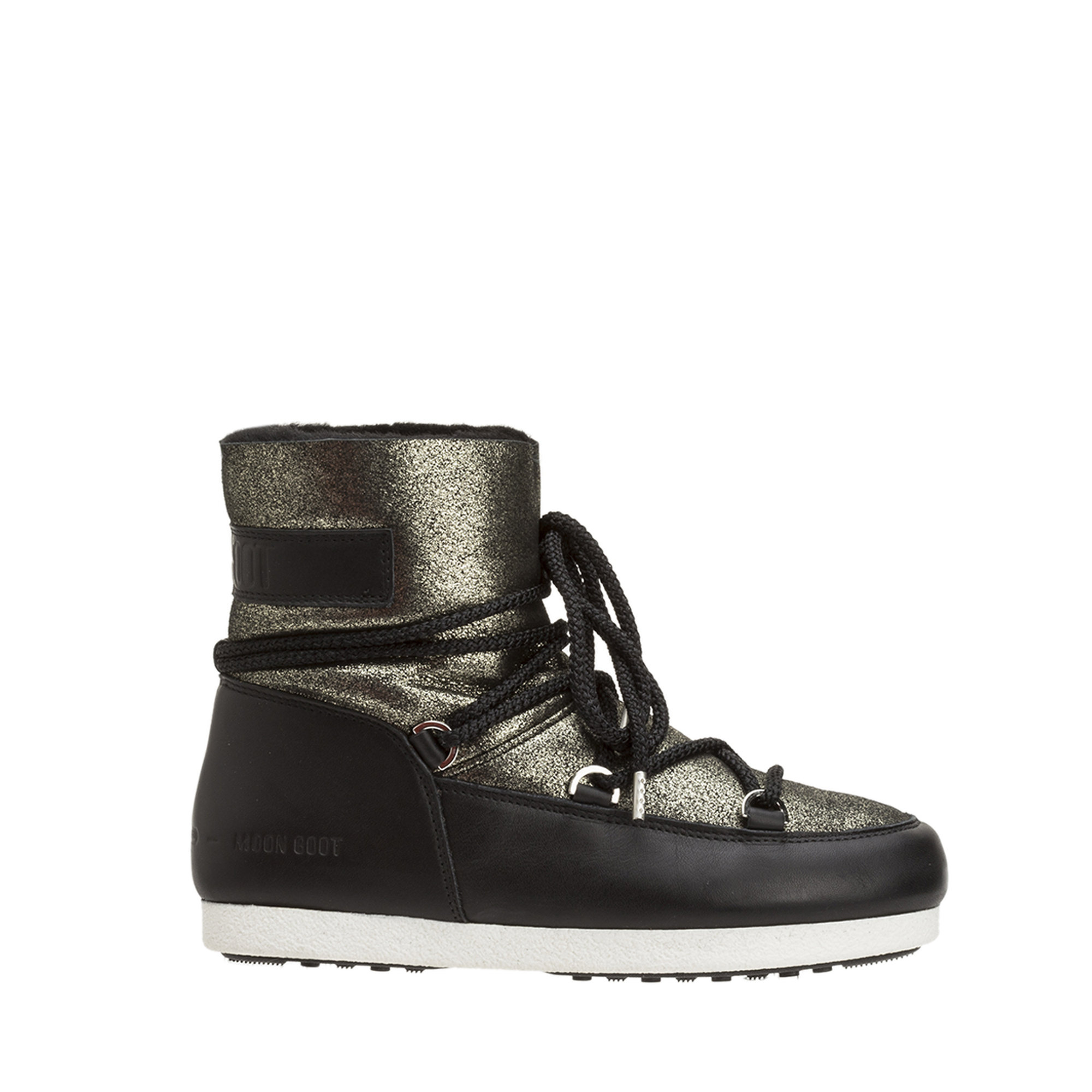 Stivali bassi platino e nero Moon Boot vista0