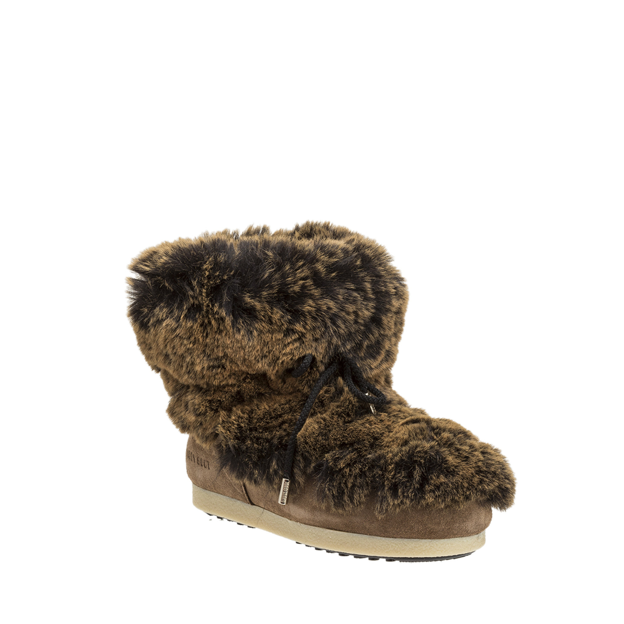 Stivaletti bassi in pelle ed ecopelliccia marroni Moon Boot vista2