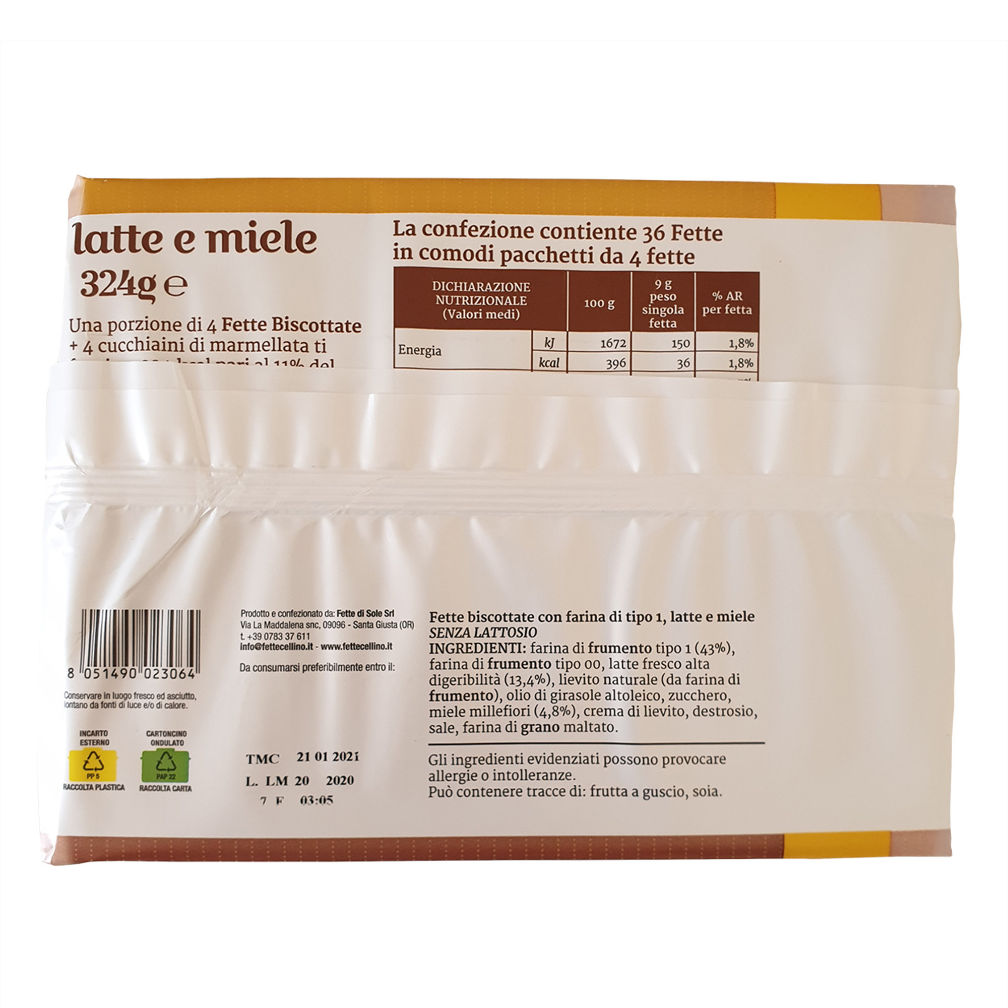Mix Fette assortite: 2 Latte e Miele, 2 Cioccofette, 2 Cinque Cereali F.lli Cellino - Fette di Sole vista2