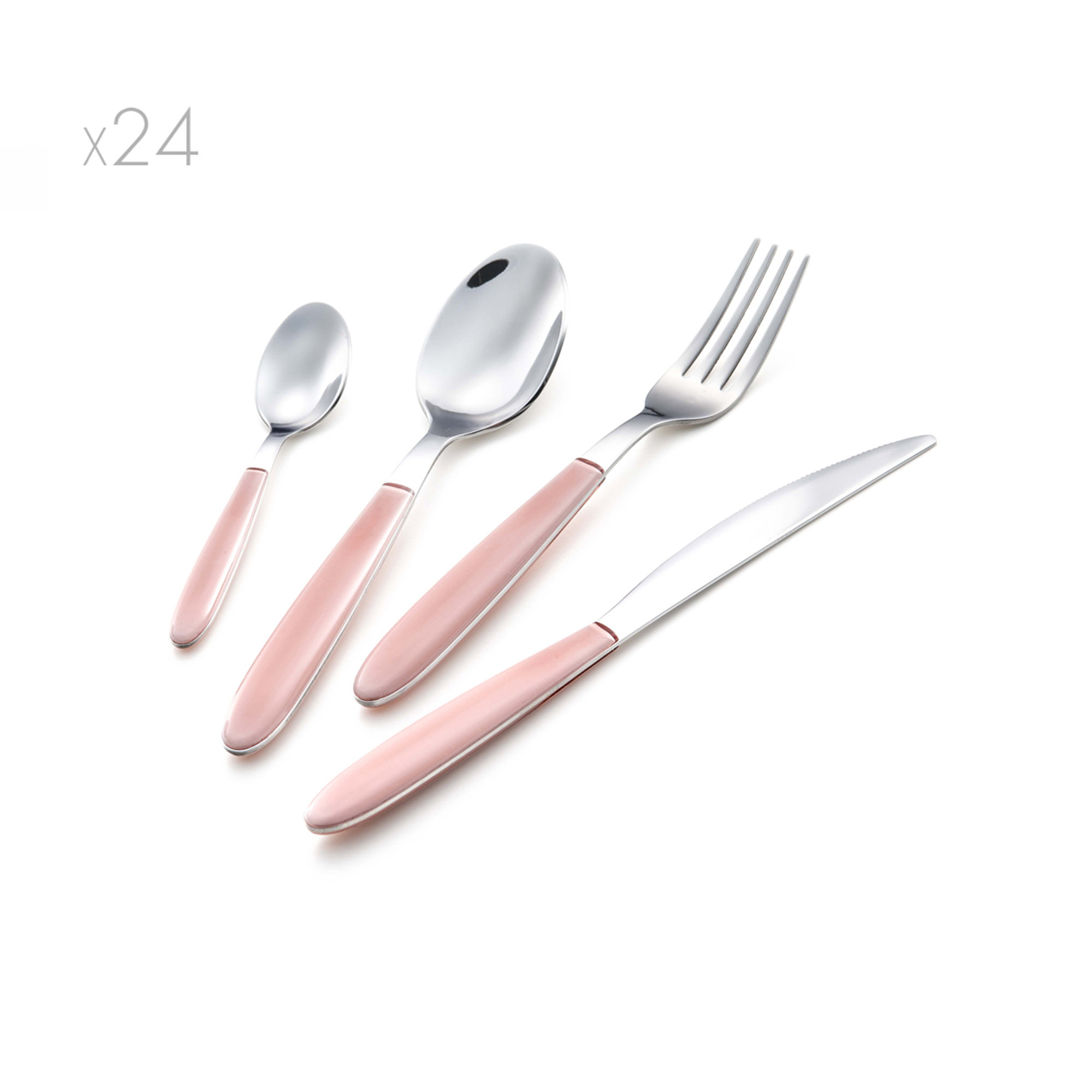 Servizio posate 24 pz. NILU', cipria/acciaio Inoxriv vista0