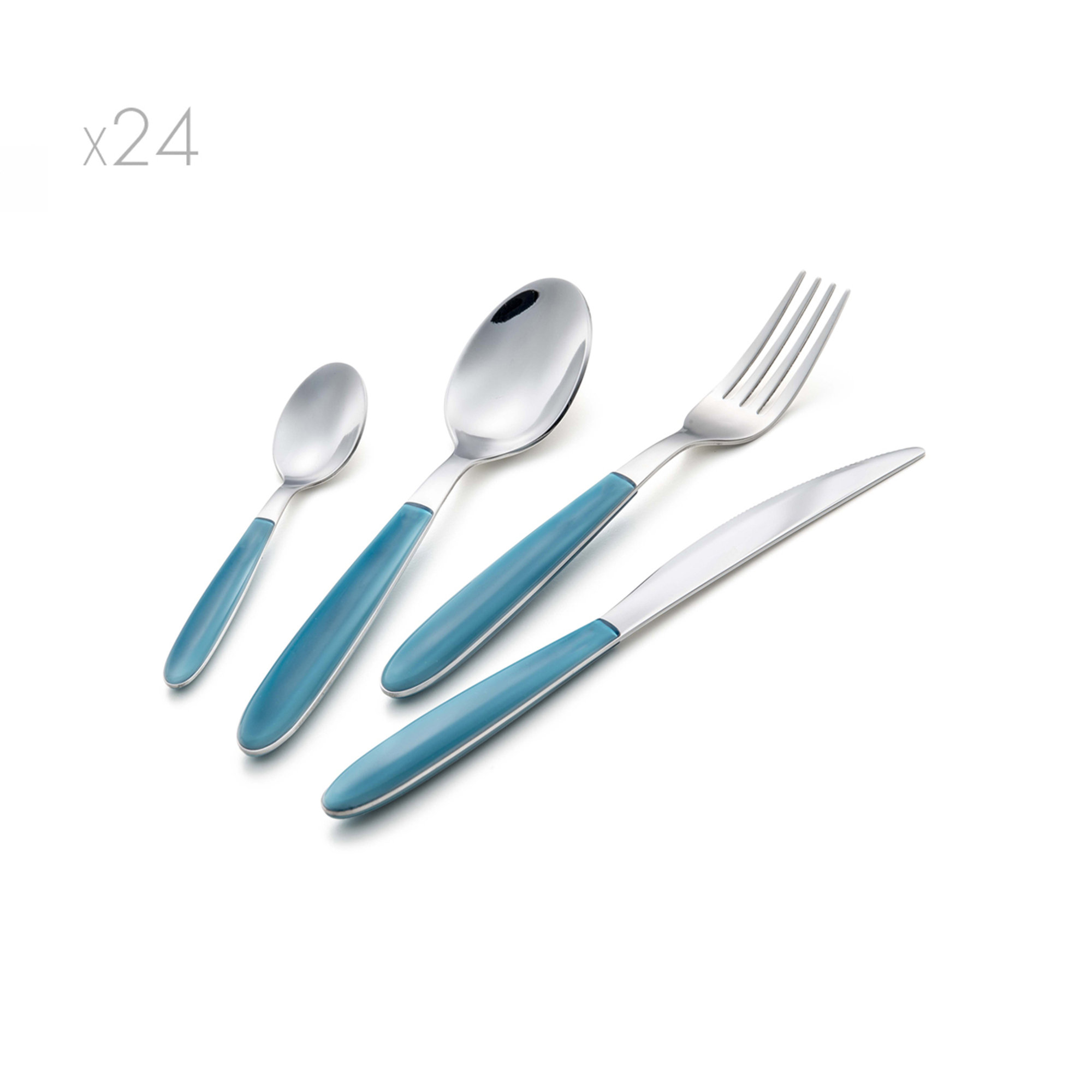 Servizio posate 24 pz. NILU', acquamarina/acciaio Inoxriv vista0