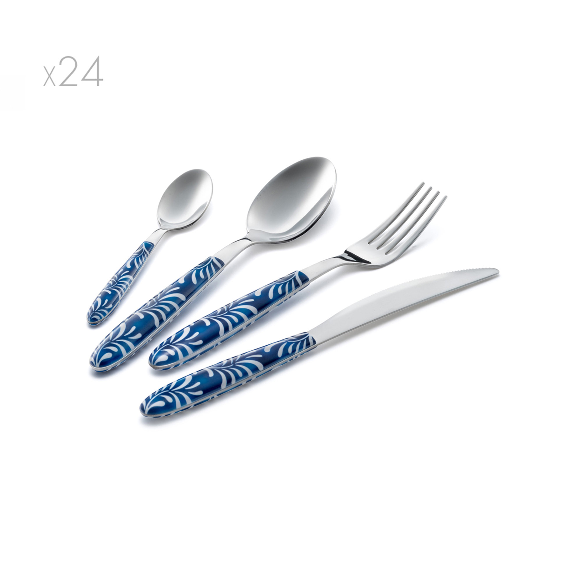 Servizio posate 24 pz. NILU' FELCE, blu/acciaio Inoxriv vista0