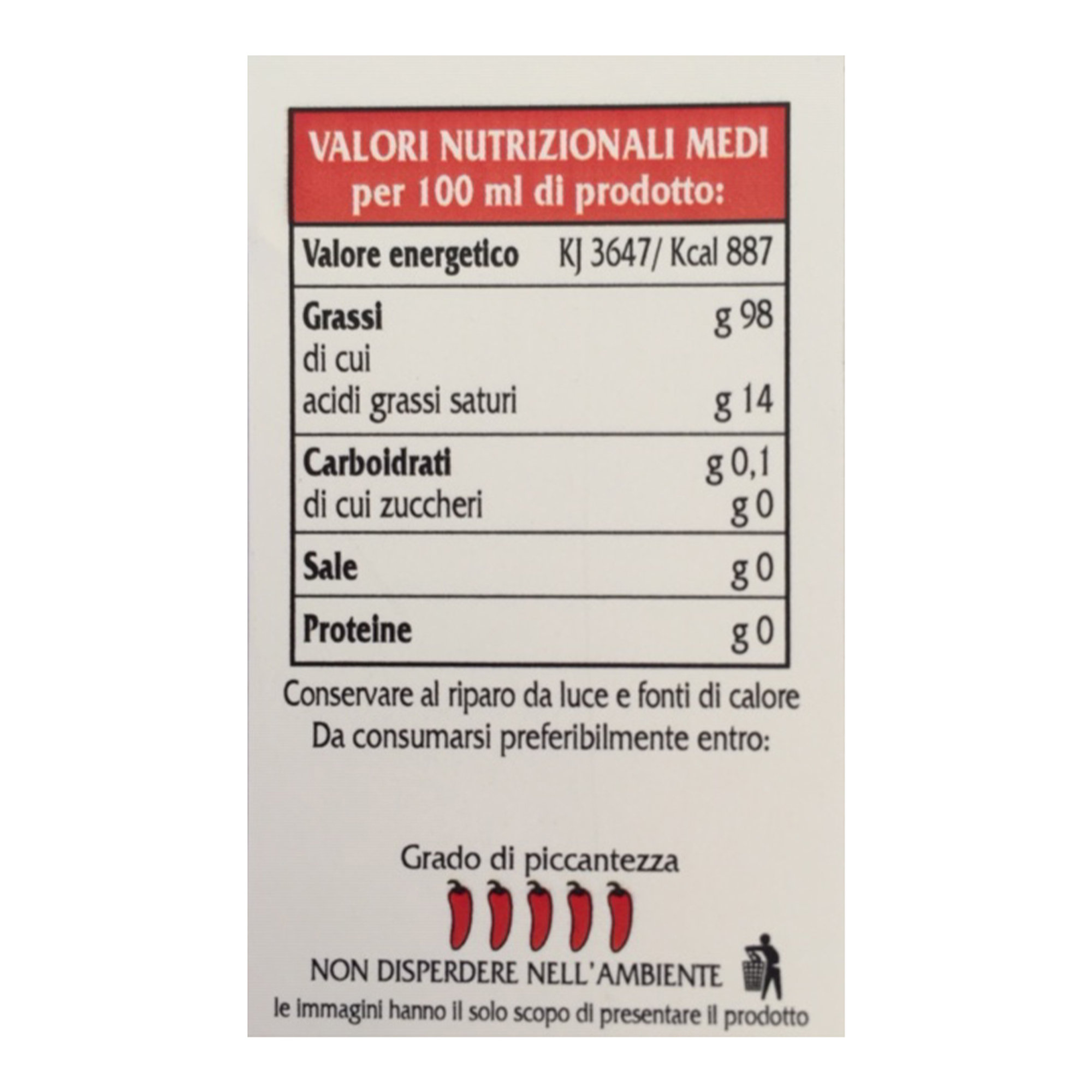 1 bottiglia - Olio EVO al Carolina Reaper 100 ml Alba Peperoncino vista1