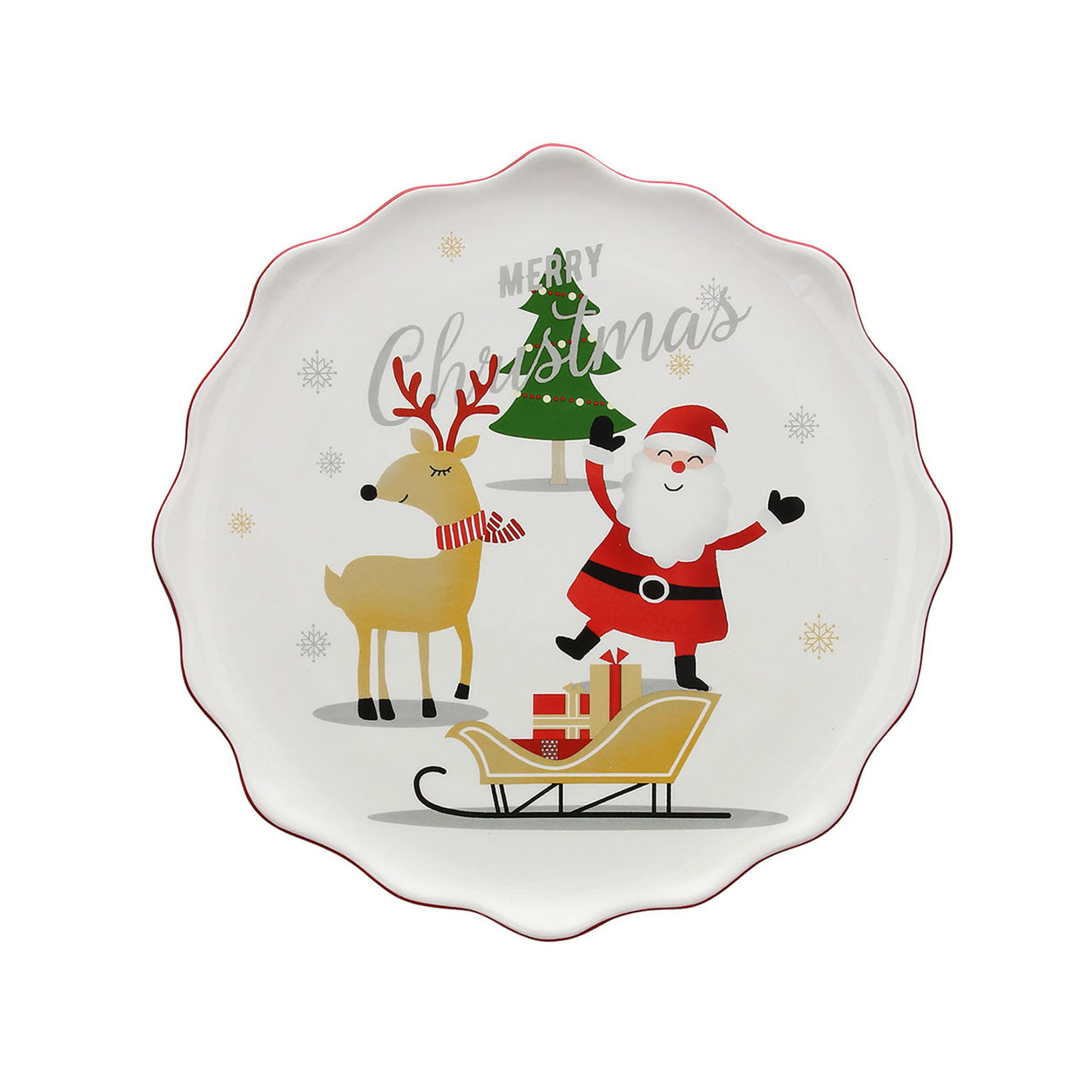 Santa piatto torta Christmas red cock Tognana Natale vista0
