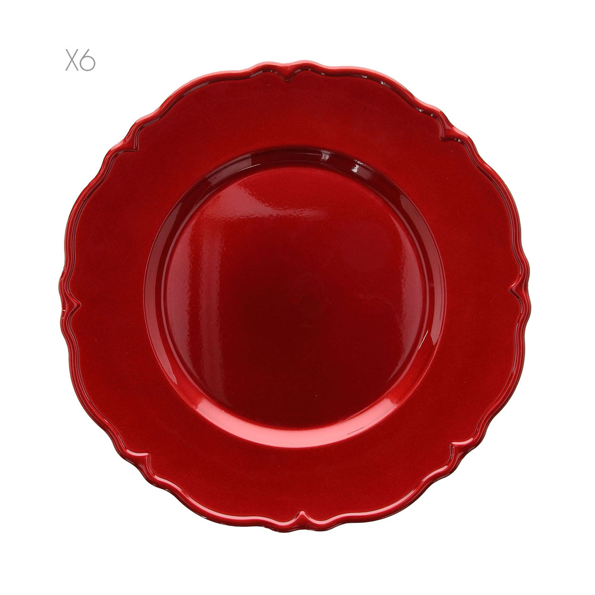 Set da 6 ruby - sottopiatto serving rosso Tognana Natale vista0
