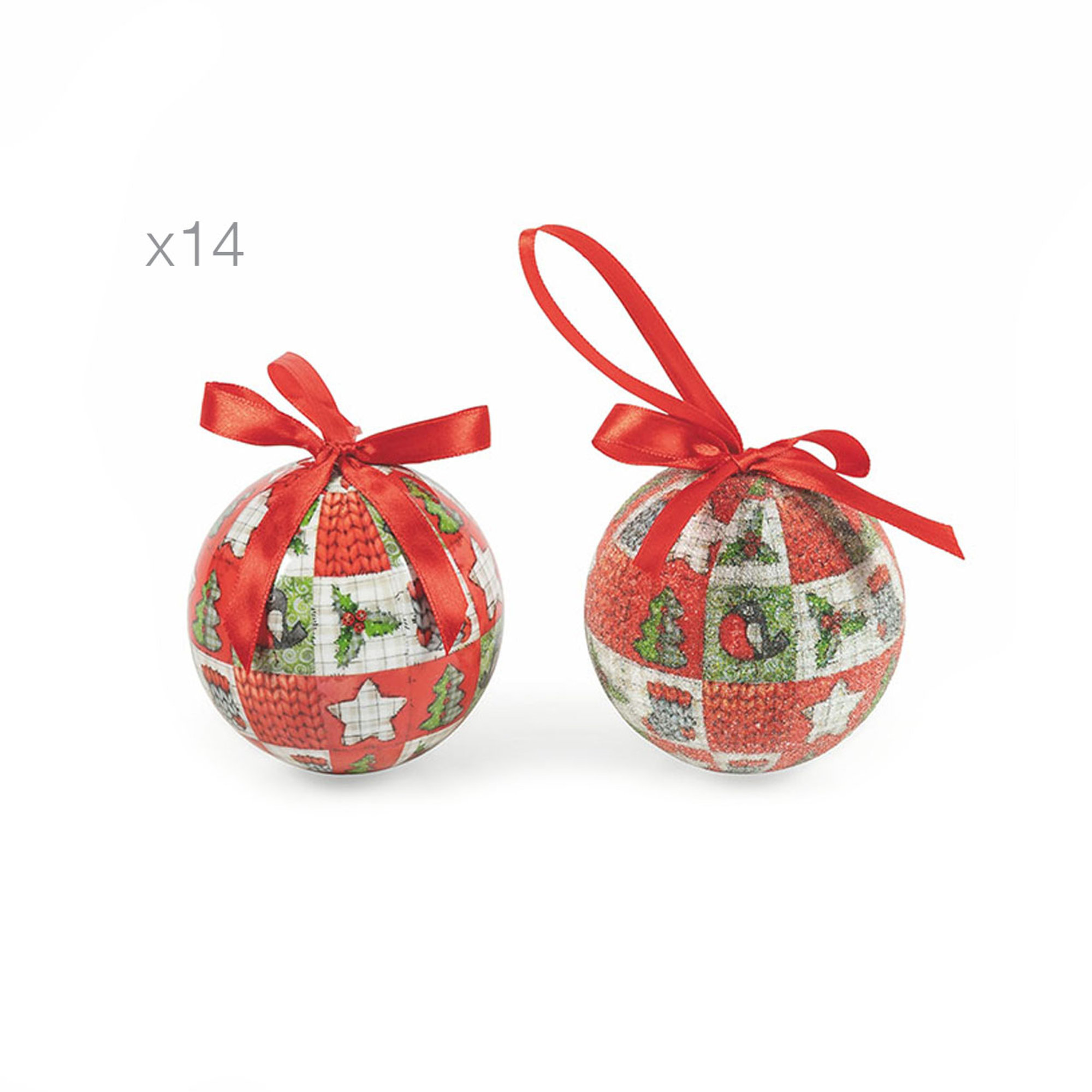 Set 14 palle natale knitted Feste a tavola vista0