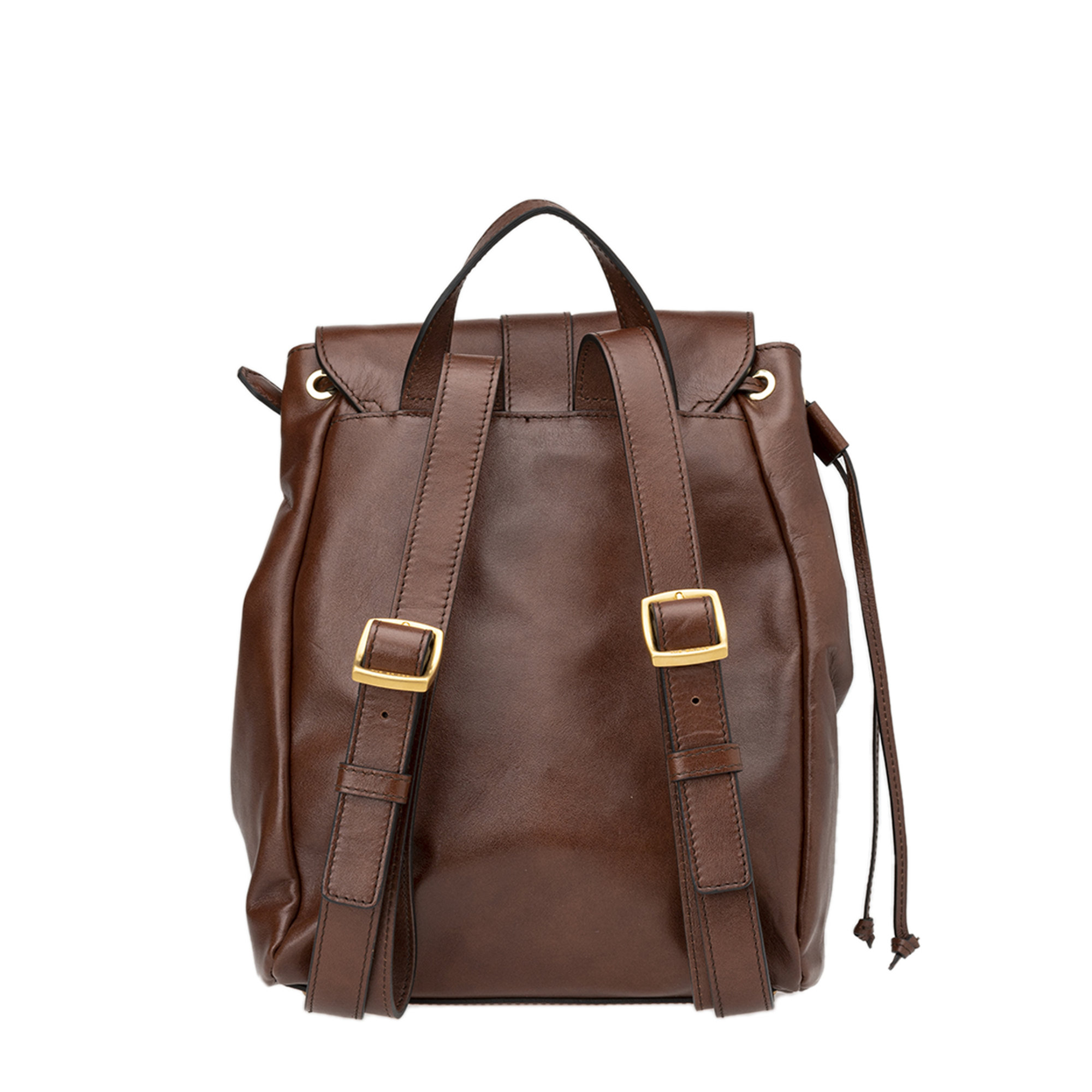 Zaino con patta in pelle marrone The Bridge vista1