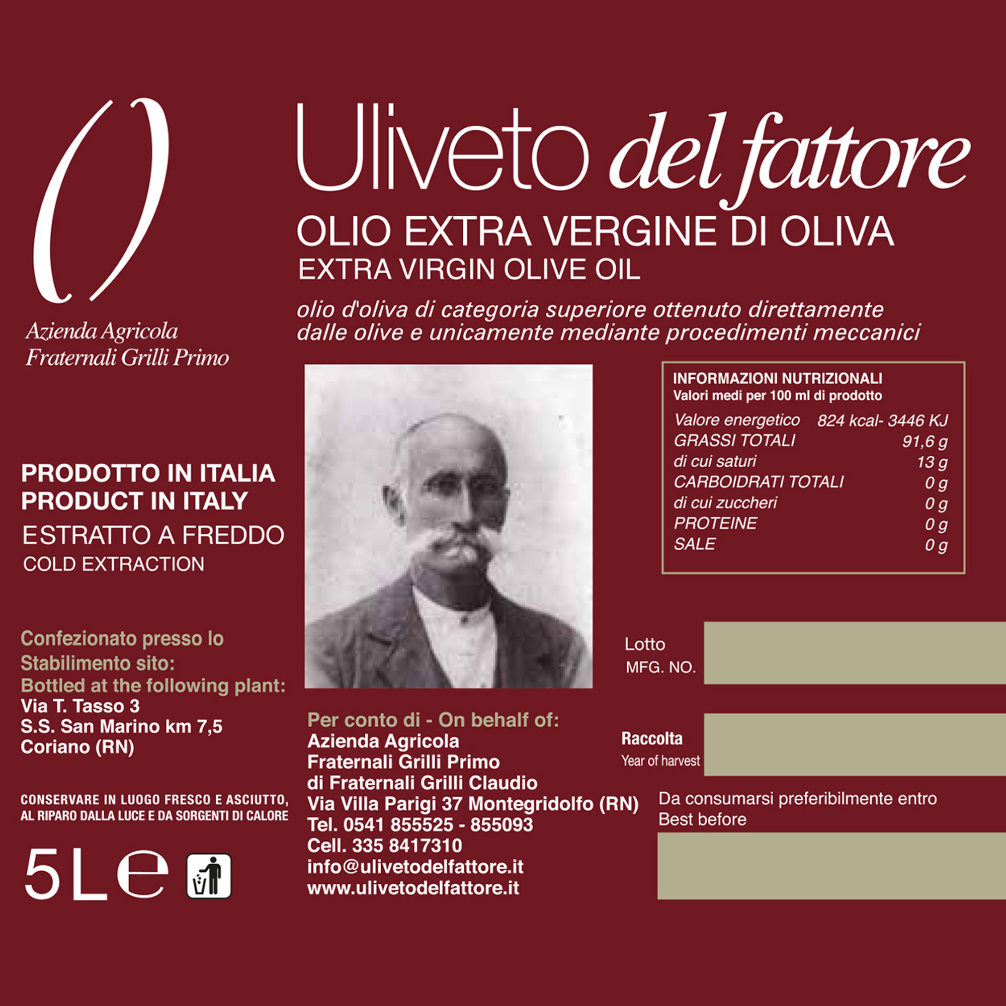 1 latta 3  lt. - Olivaggio Blend Uliveto del Fattore vista1