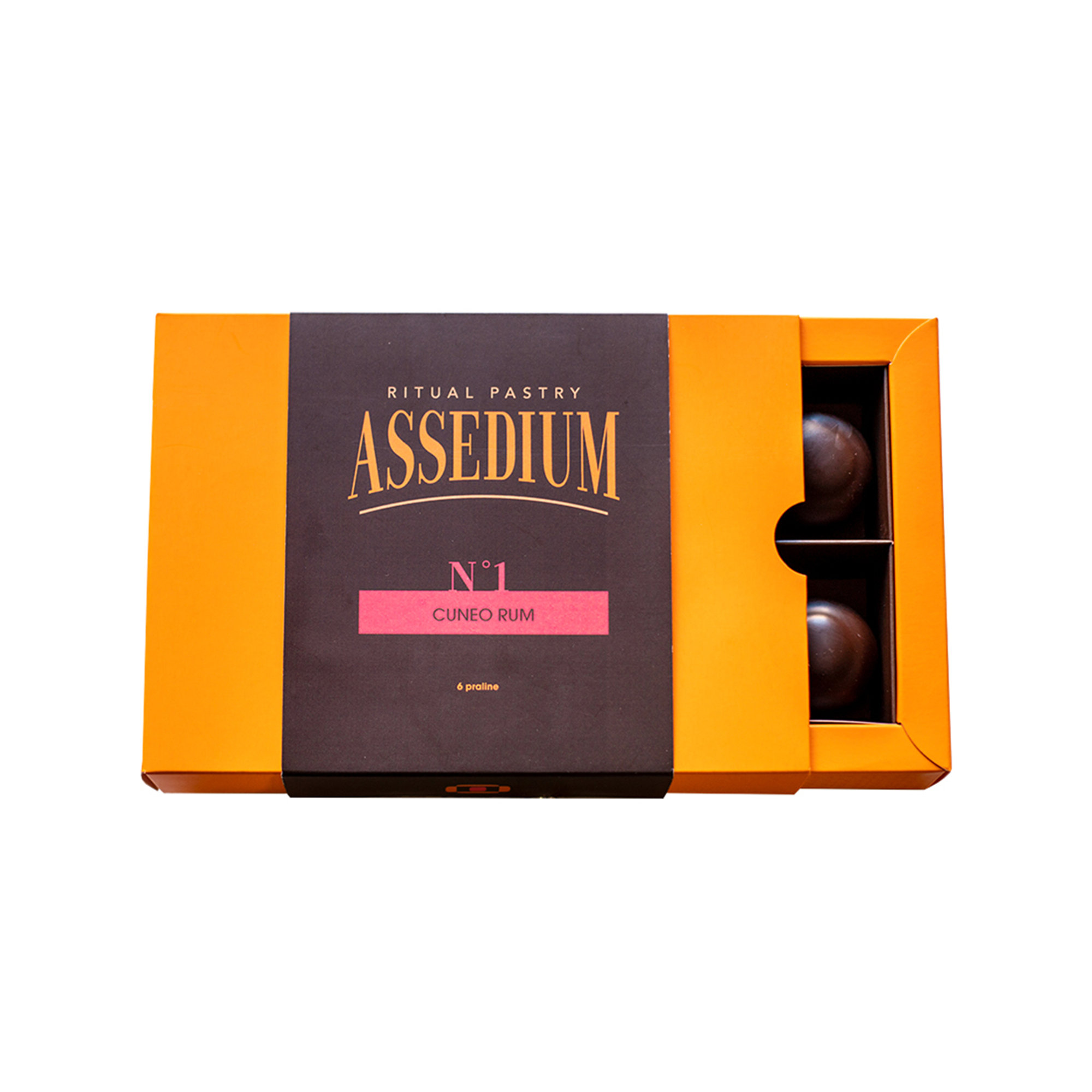 1 box da 6 pezzi - "Cuneo Rum" Praline al Rum, meringa e cioccolato Assedium RItual Pastry vista0