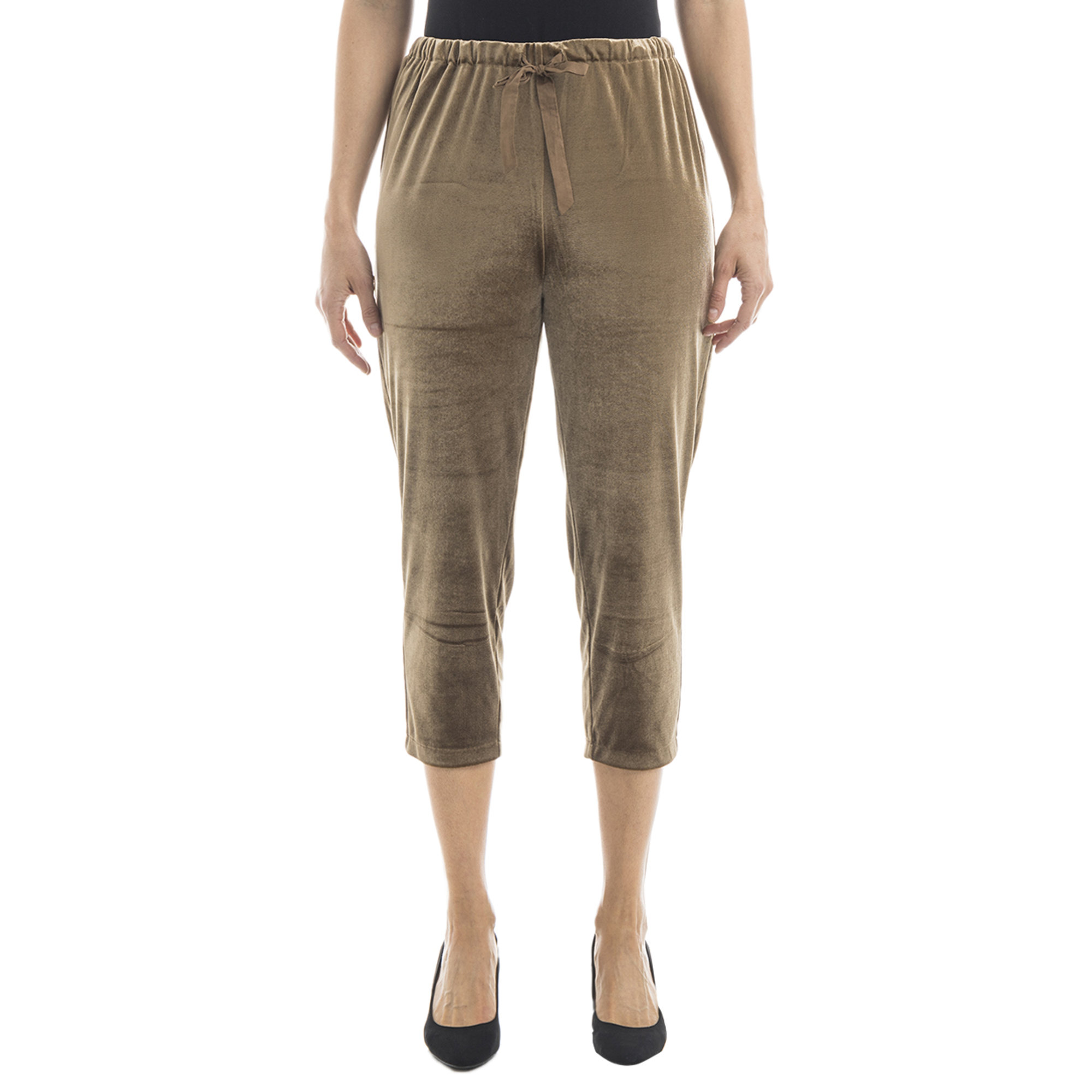 Pantalone morbido in velluto marrone cangiante ZHELDA vista0