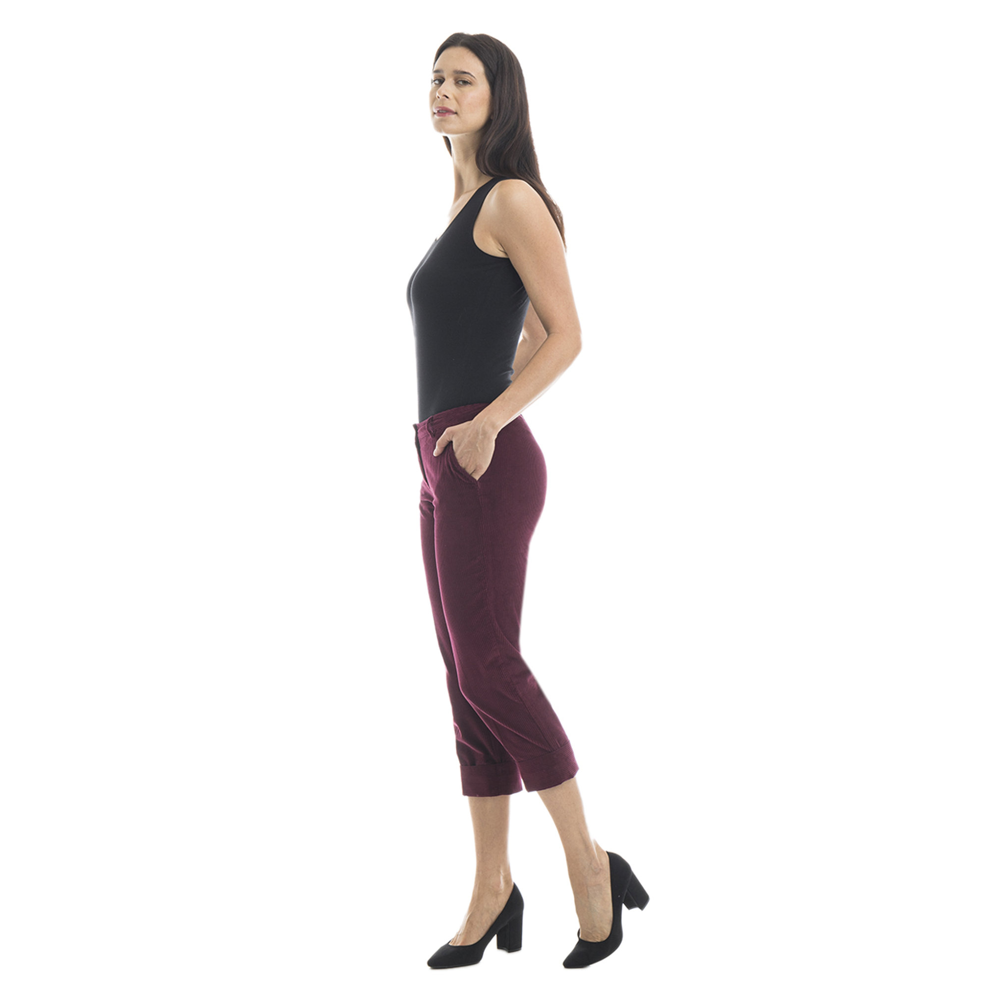 Pantalone in velluto a coste bordeaux ZHELDA vista2