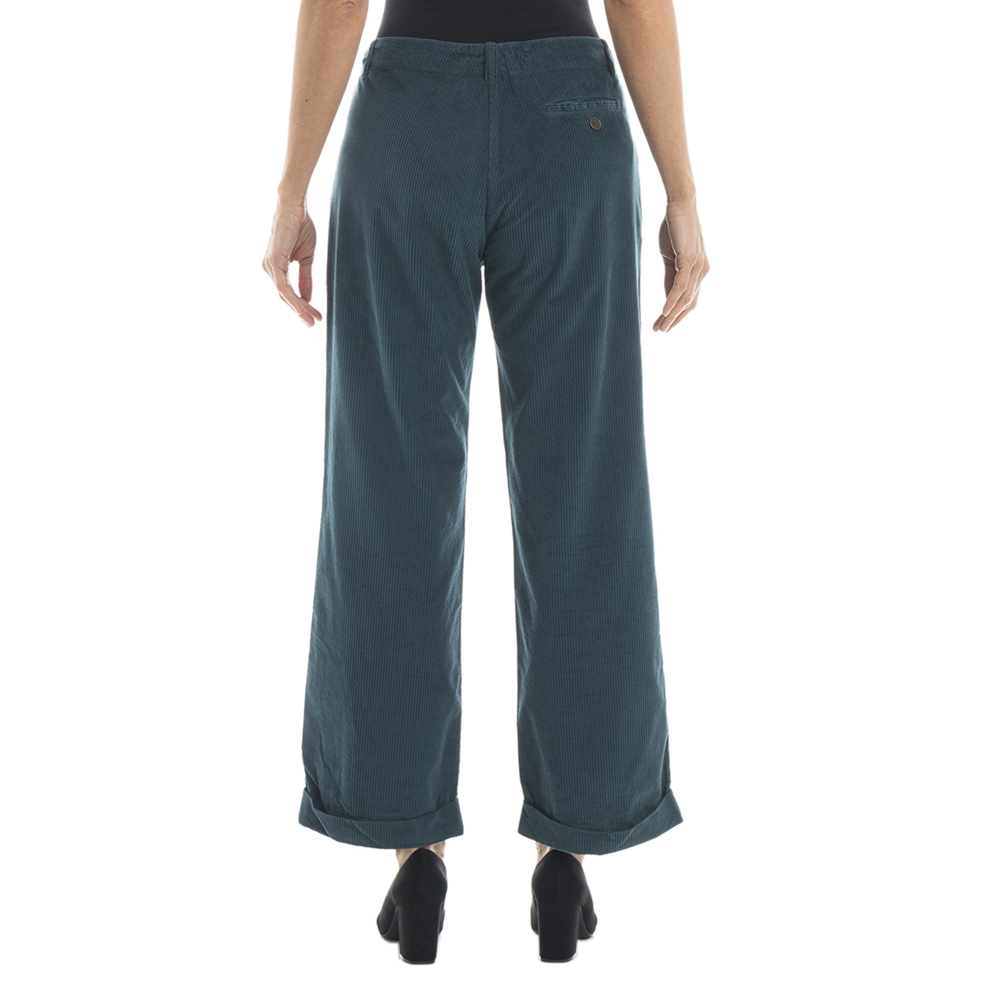 Pantalone in velluto a coste verde scuro ZHELDA vista1