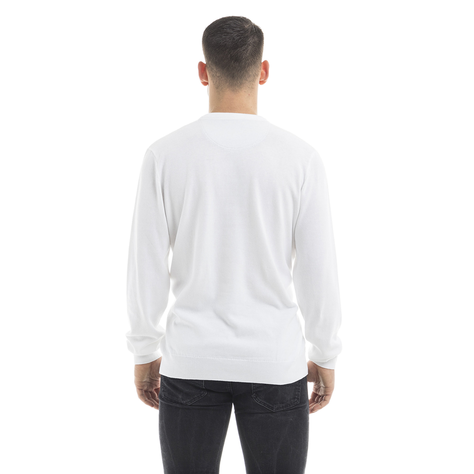 Pullover scollo a V bianco Lacoste vista3