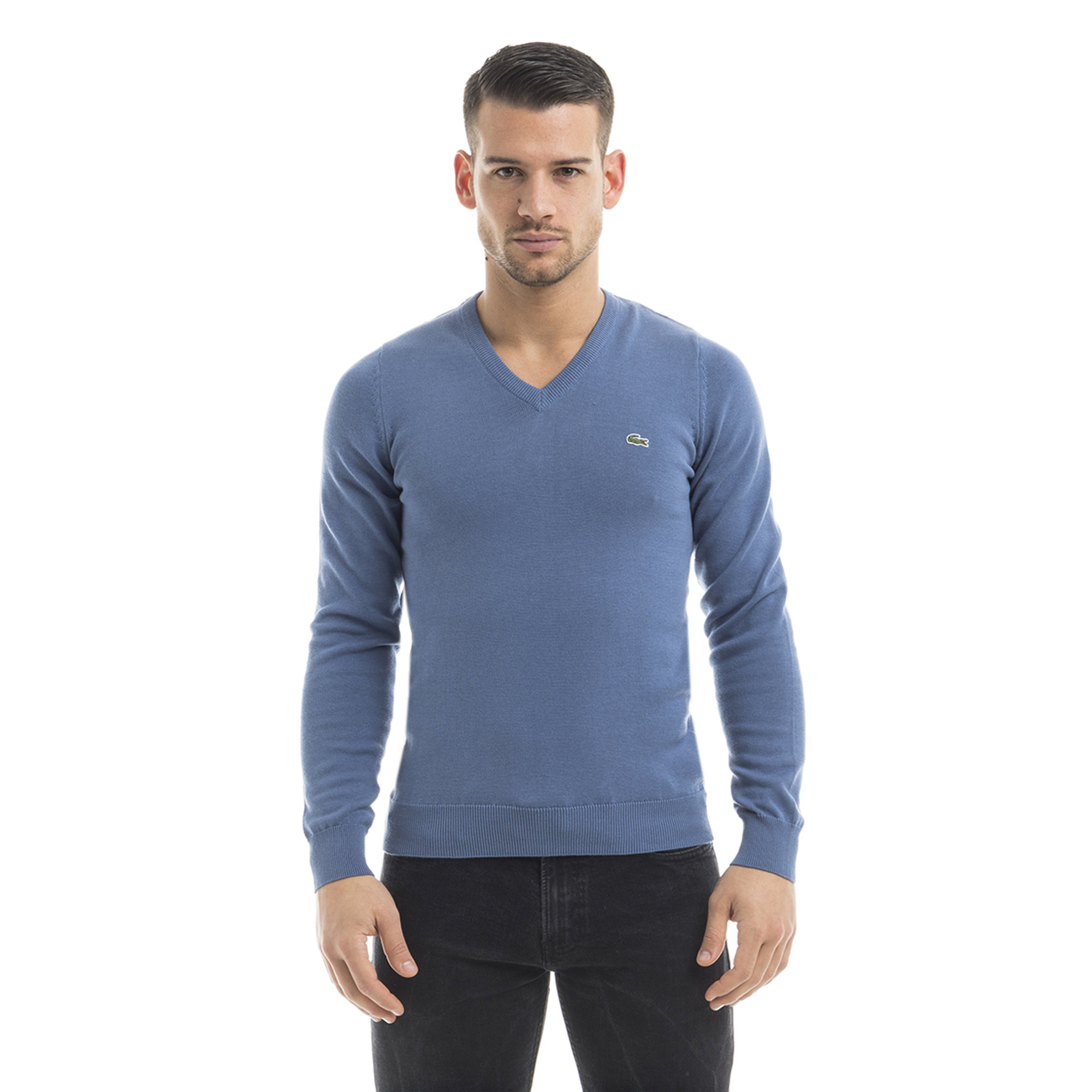 Pullover scollo a V blu avio Lacoste vista0