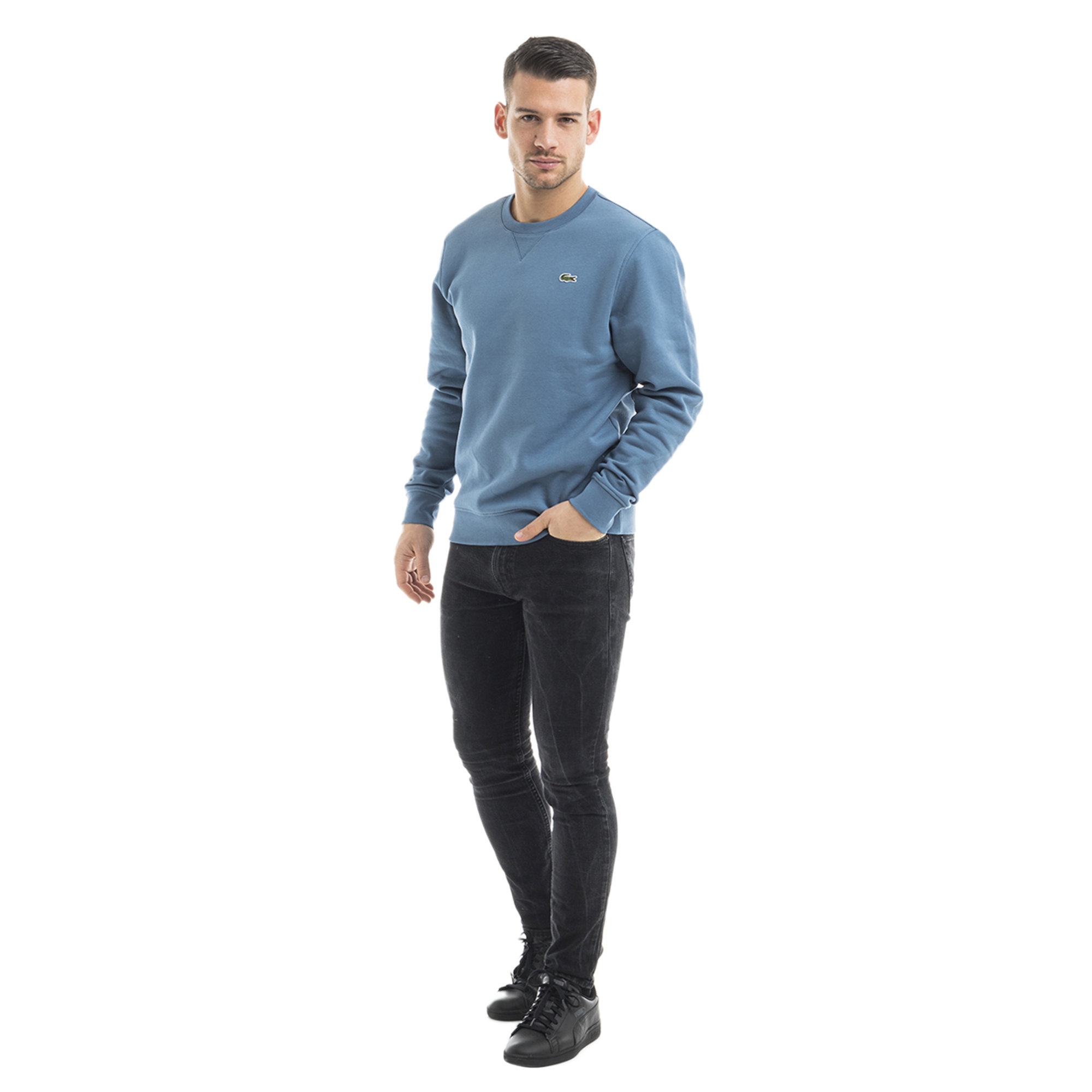 Felpa girocollo blu avio Lacoste vista1