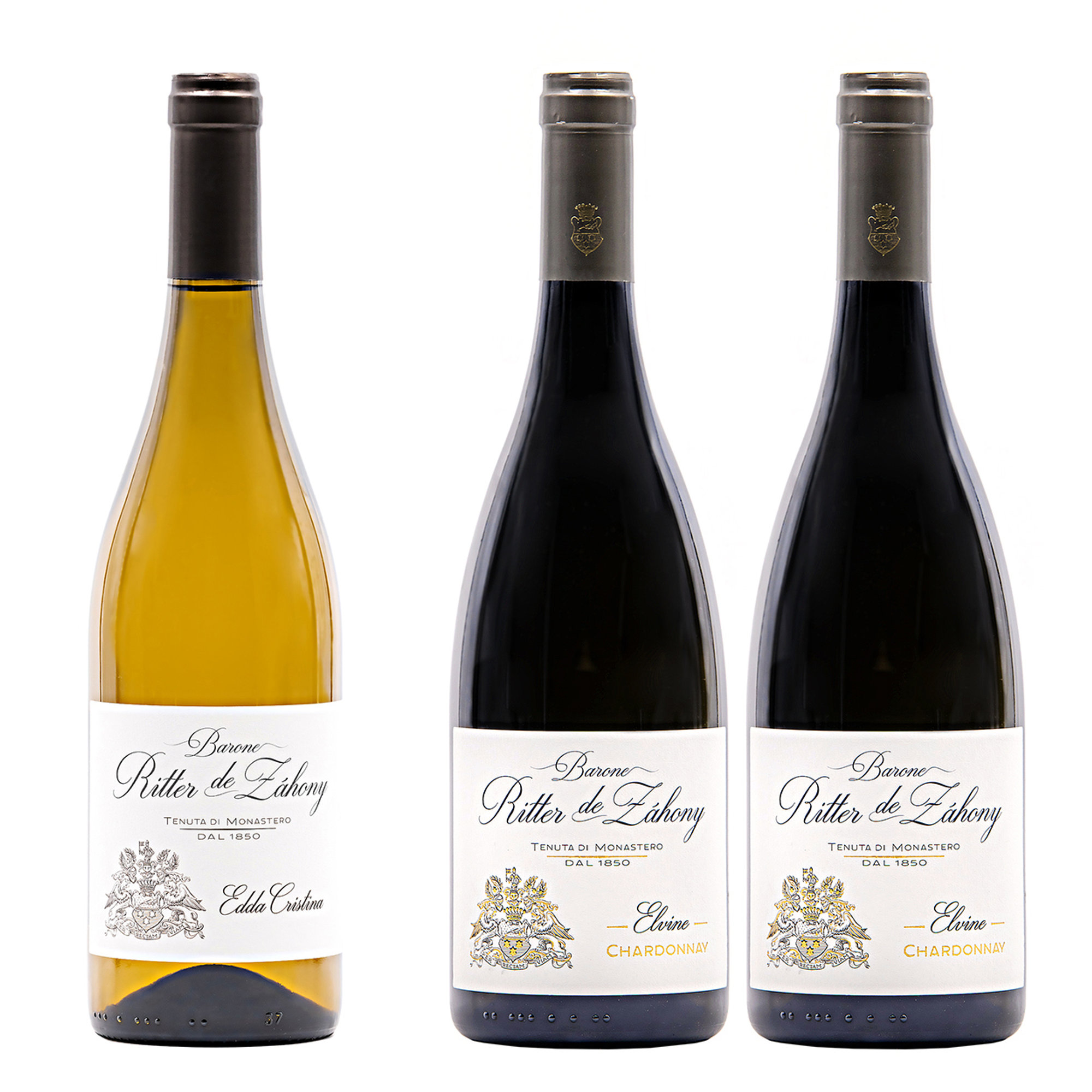 3 bottiglie miste: 1 Edda Cristina Bianco Aromatico 2021 - 2 Elvine Chardonnay 2020 Barone Ritter de Zahony vista0