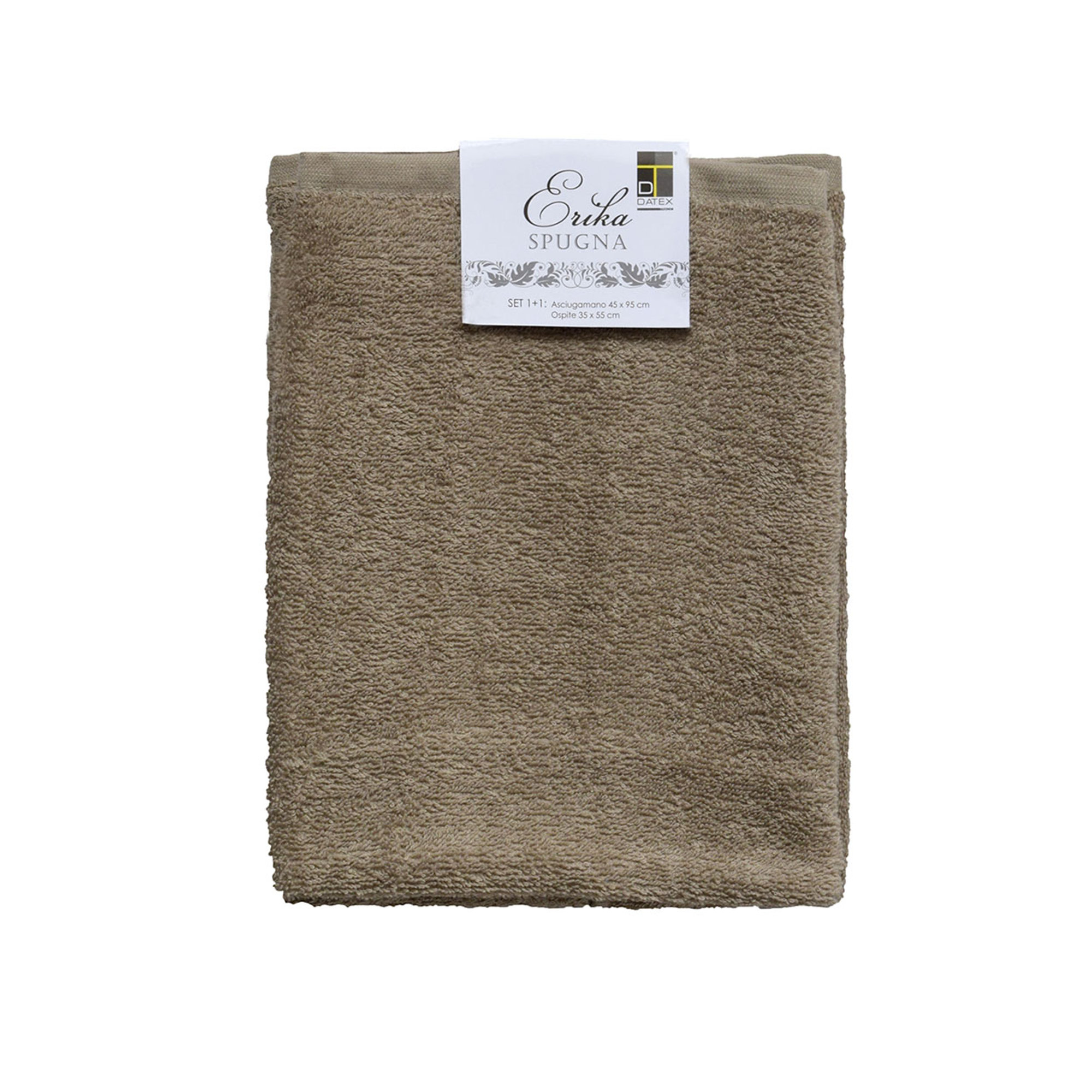 ERIKA Set spugna 100% cotone ospite+salvietta, fango Avvolgente cotone vista0