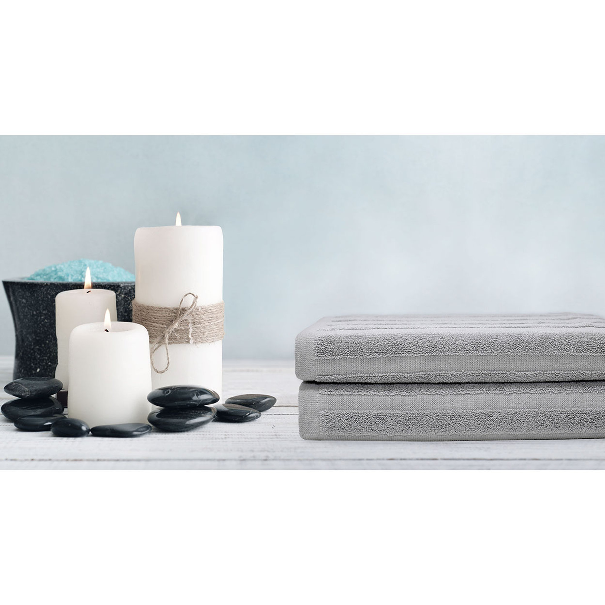 SALLYHORIZON Set spugna 100% cotone ospite + salvietta, perla Avvolgente cotone vista3