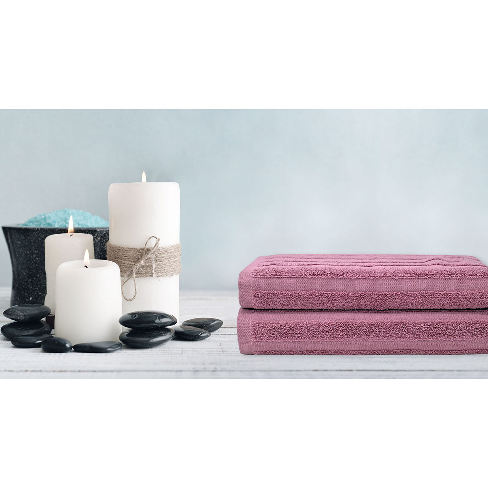 SALLYHORIZON Set spugna 100% cotone ospite + salvietta, rosa antico Avvolgente cotone vista3