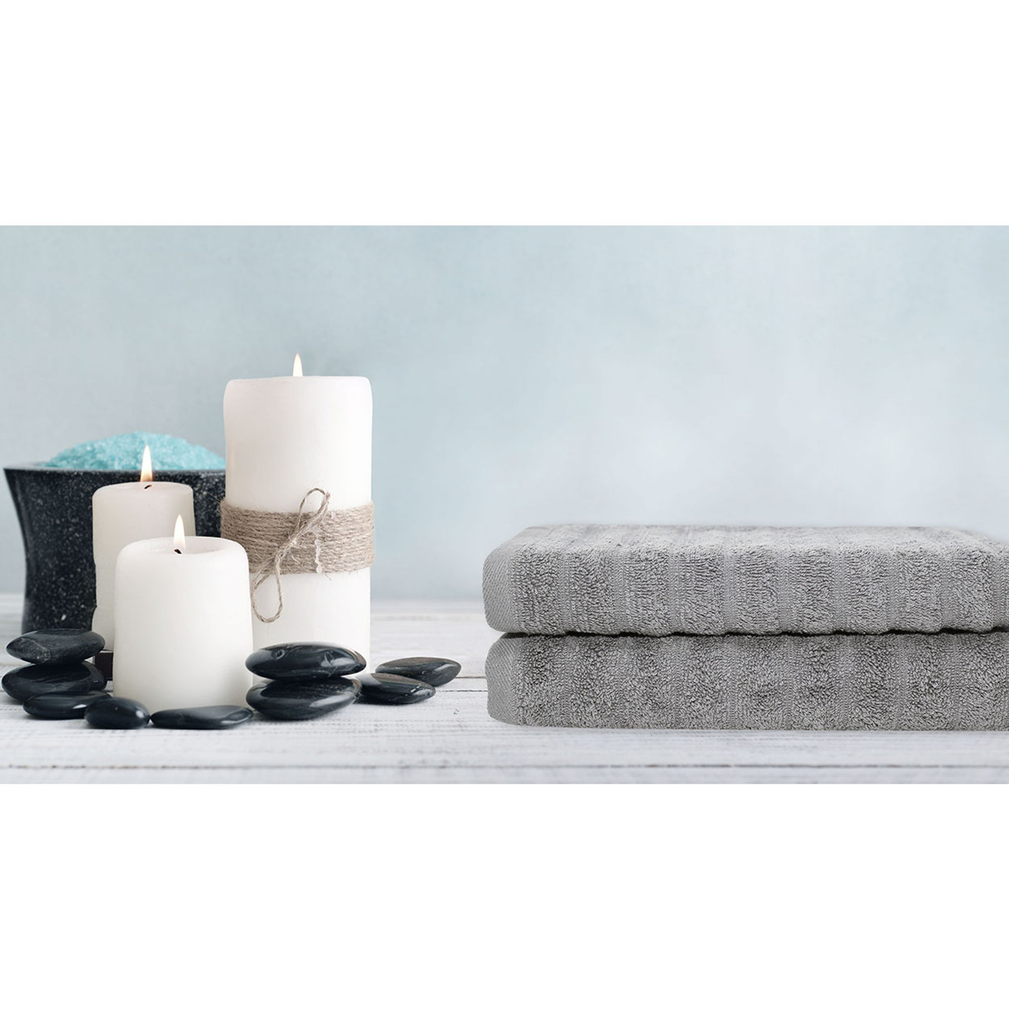 SALLYLINES Set spugna 100% cotone ospite + salvietta, perla Avvolgente cotone vista3