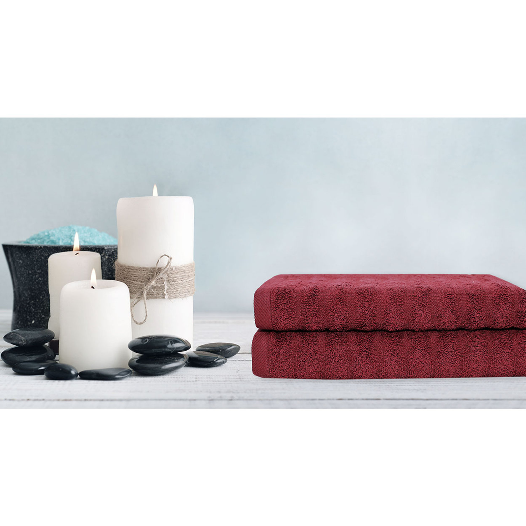 SALLYLINES Set spugna 100% cotone ospite + salvietta, bordeaux Avvolgente cotone vista1