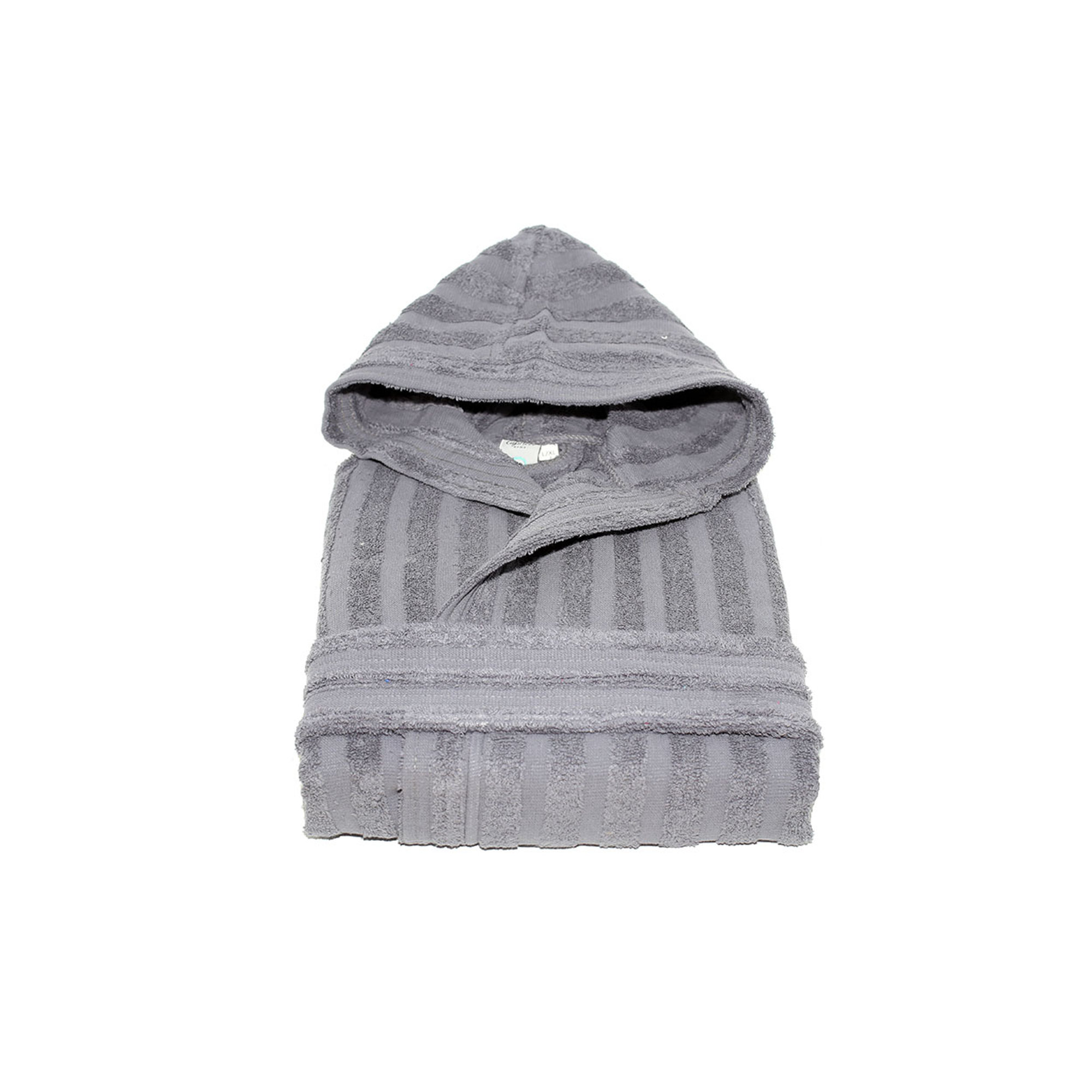SALLYHORIZON Accappatoio Jacquard in spugna 100% cotone, grigio scuro Avvolgente cotone vista0