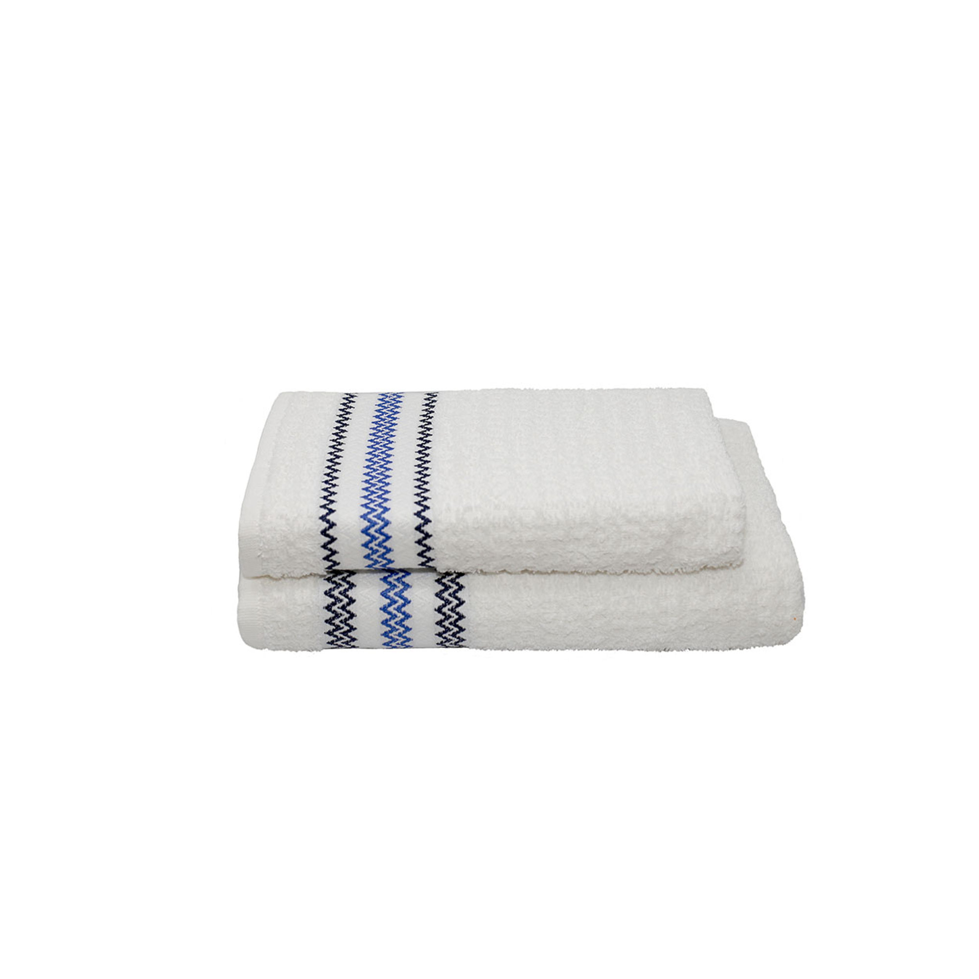 KATE ZIG ZAG Ospite 40x55 e  Salvietta 50x100, blu royal/bianco Avvolgente cotone vista0